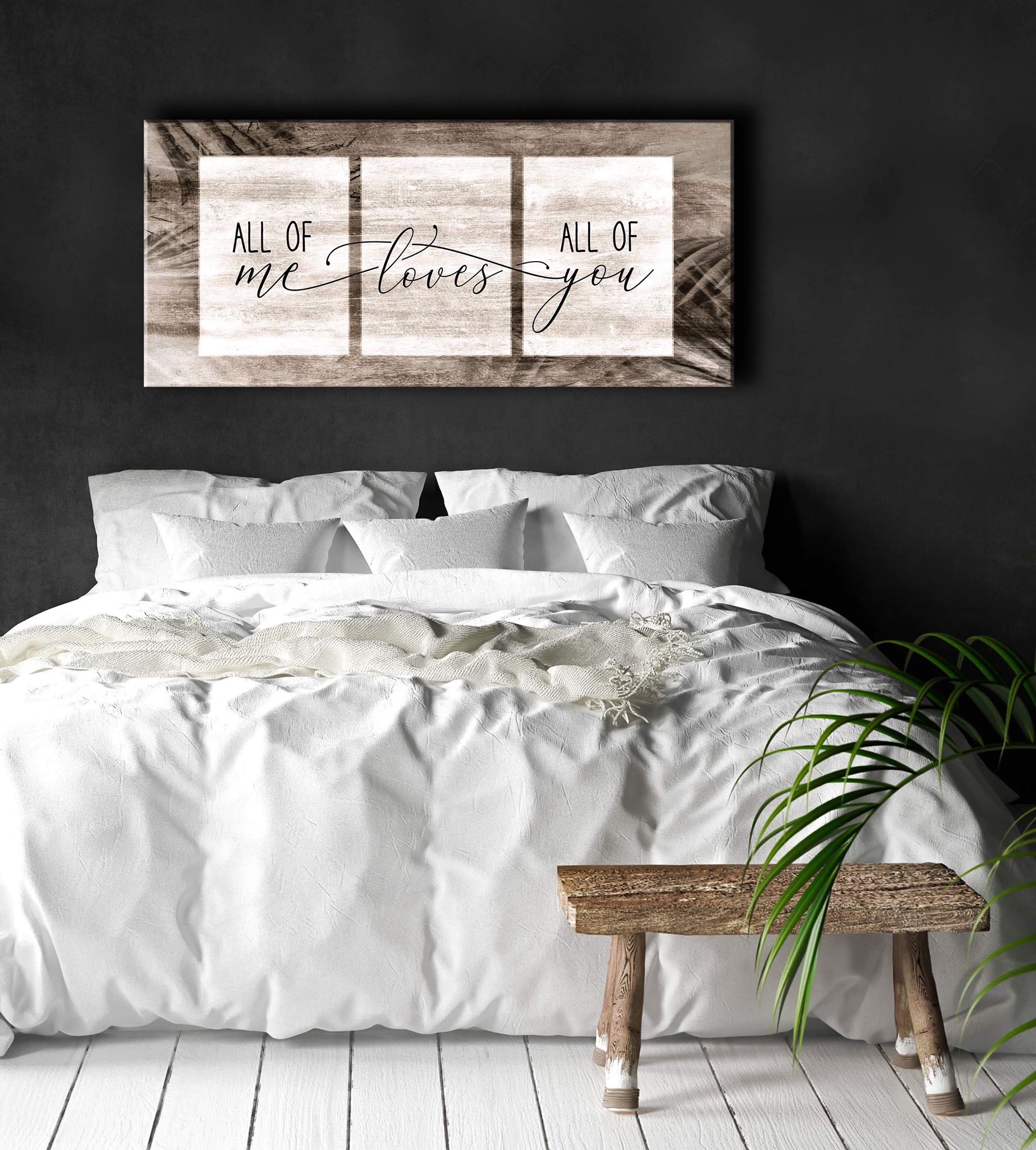 Hot! Couples Wall Art - 'All Of Me Loves All Of You' V4 (Wood Frame, Ready To Hang)