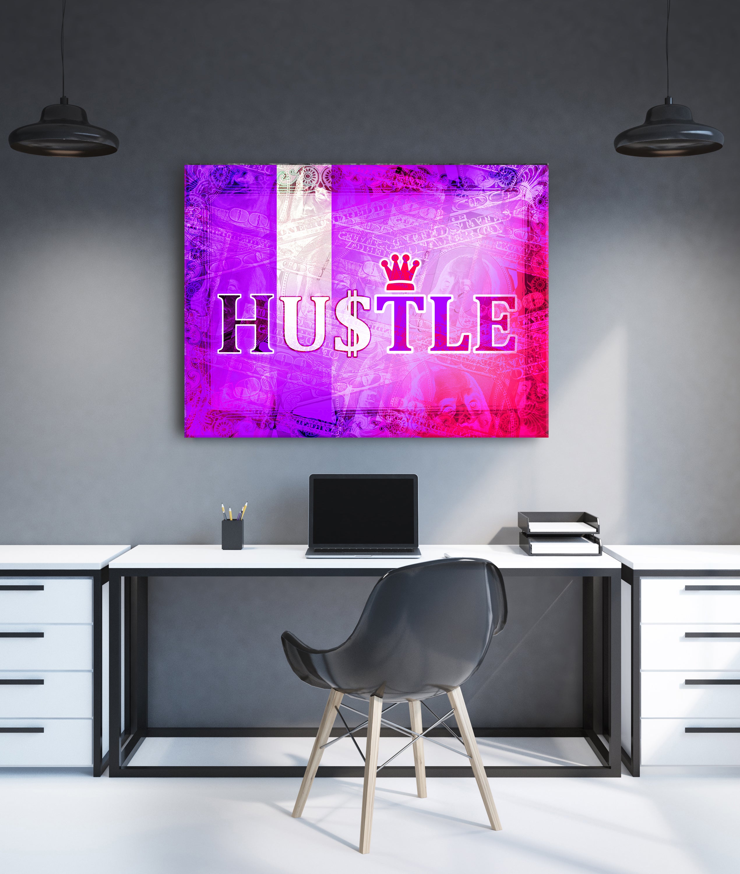 Exclusive Offer! Powerful Women Hustle Wall Art with Wood Frame, Ready to Hang