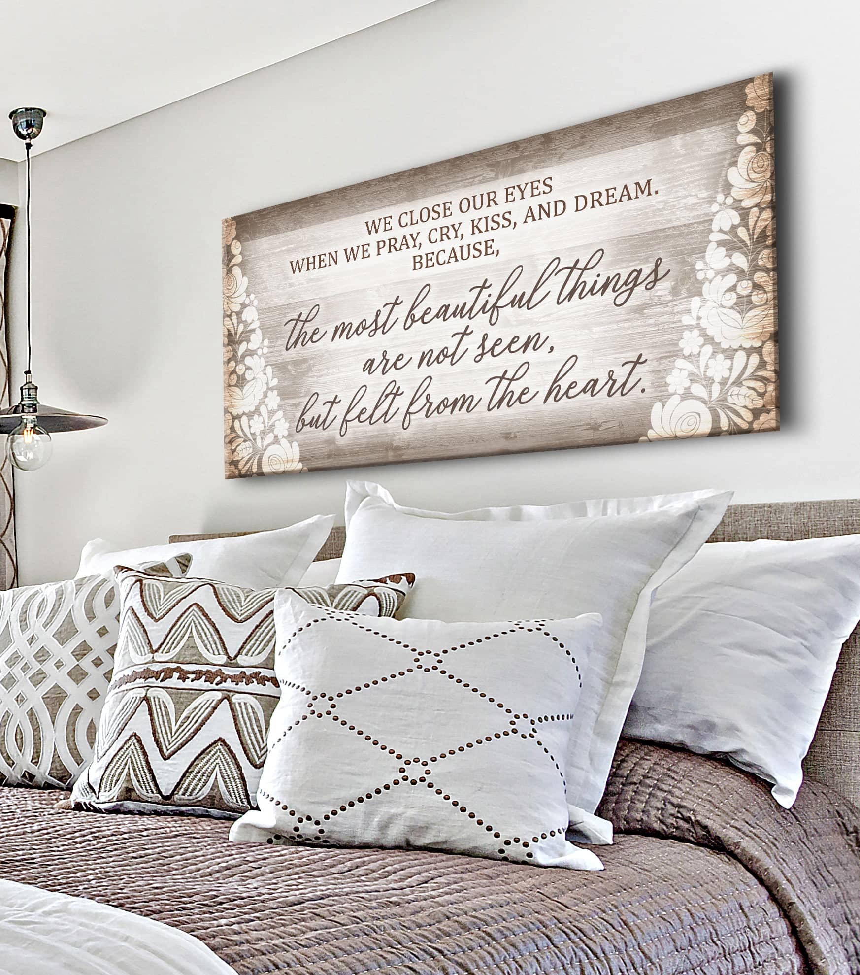 High - Quality Wood - Framed 'We Close Our Eyes' Bedroom Wall Art Ready to Hang