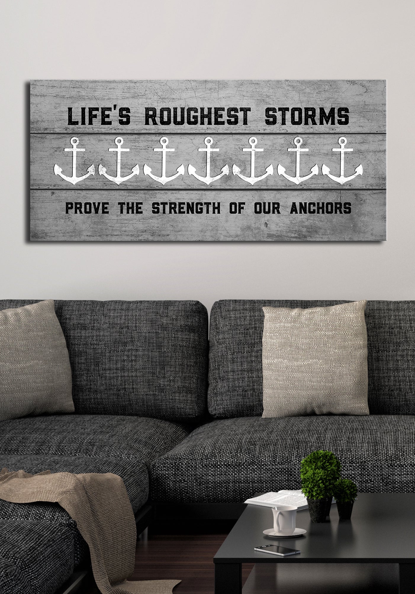 Cottage Life Art: Lifes Roughest Storms Anchors - Wood Frame, Ready to Hang! Buy 2 Save 20%