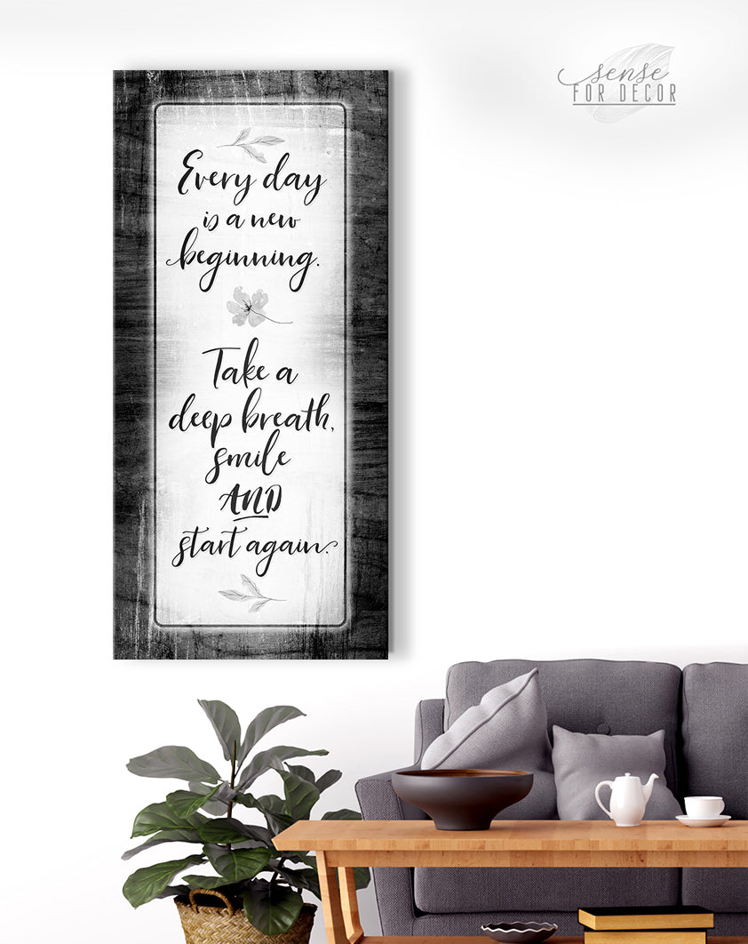 Hot Deal! Inspire Wall Art - 'Every Day is a New Beginning V2' with Wood Frame, Ready to Hang
