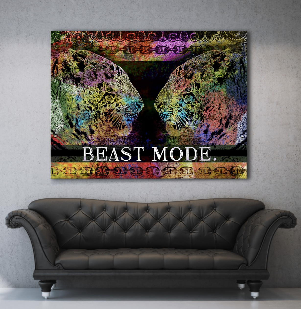 Ready - To - Hang Beast Mode Tiger Business Wall Art with Wood Frame