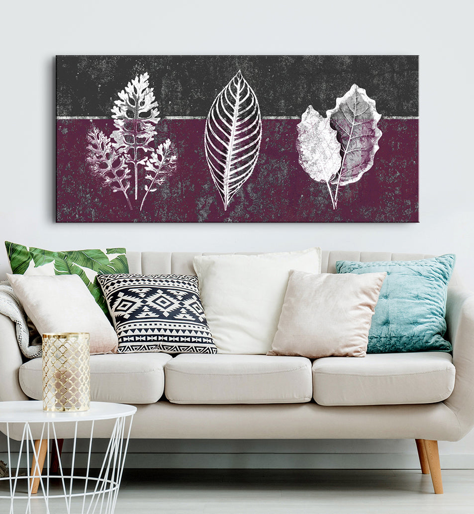 Ready-to-Hang Three Leaves Botanical Wall Art with Wood Frame for Home Decor