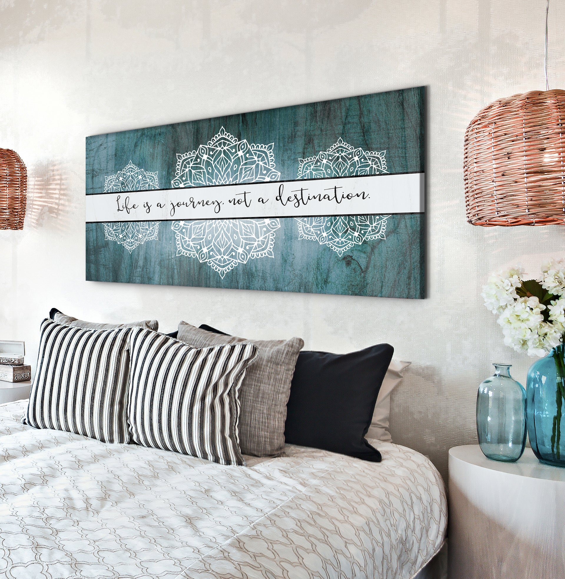 Boho Life is a Journey Wall Art with Wood Frame, Ready to Hang for Your Home