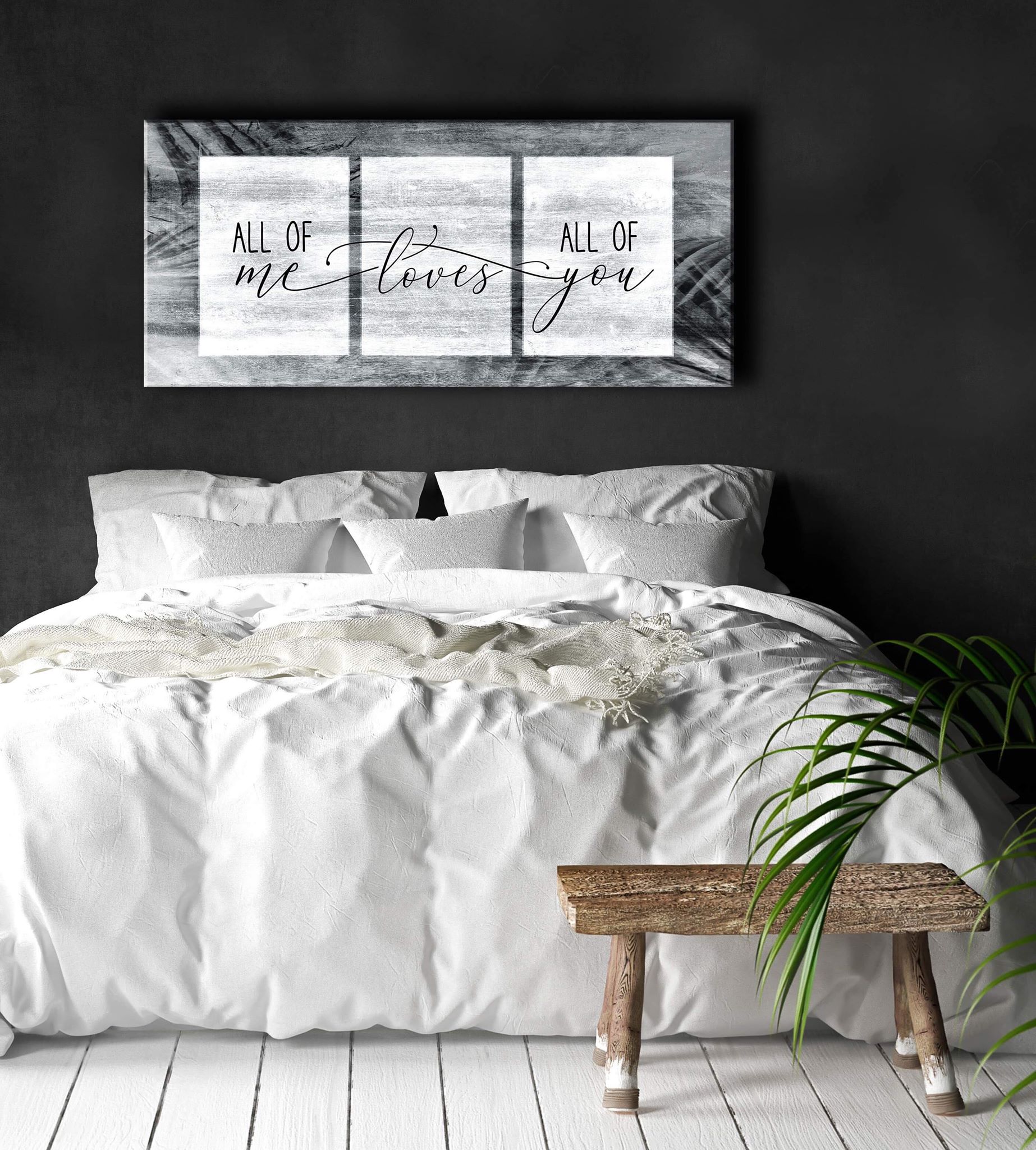 Hot! Couples Wall Art - 'All Of Me Loves All Of You' V4 (Wood Frame, Ready To Hang)