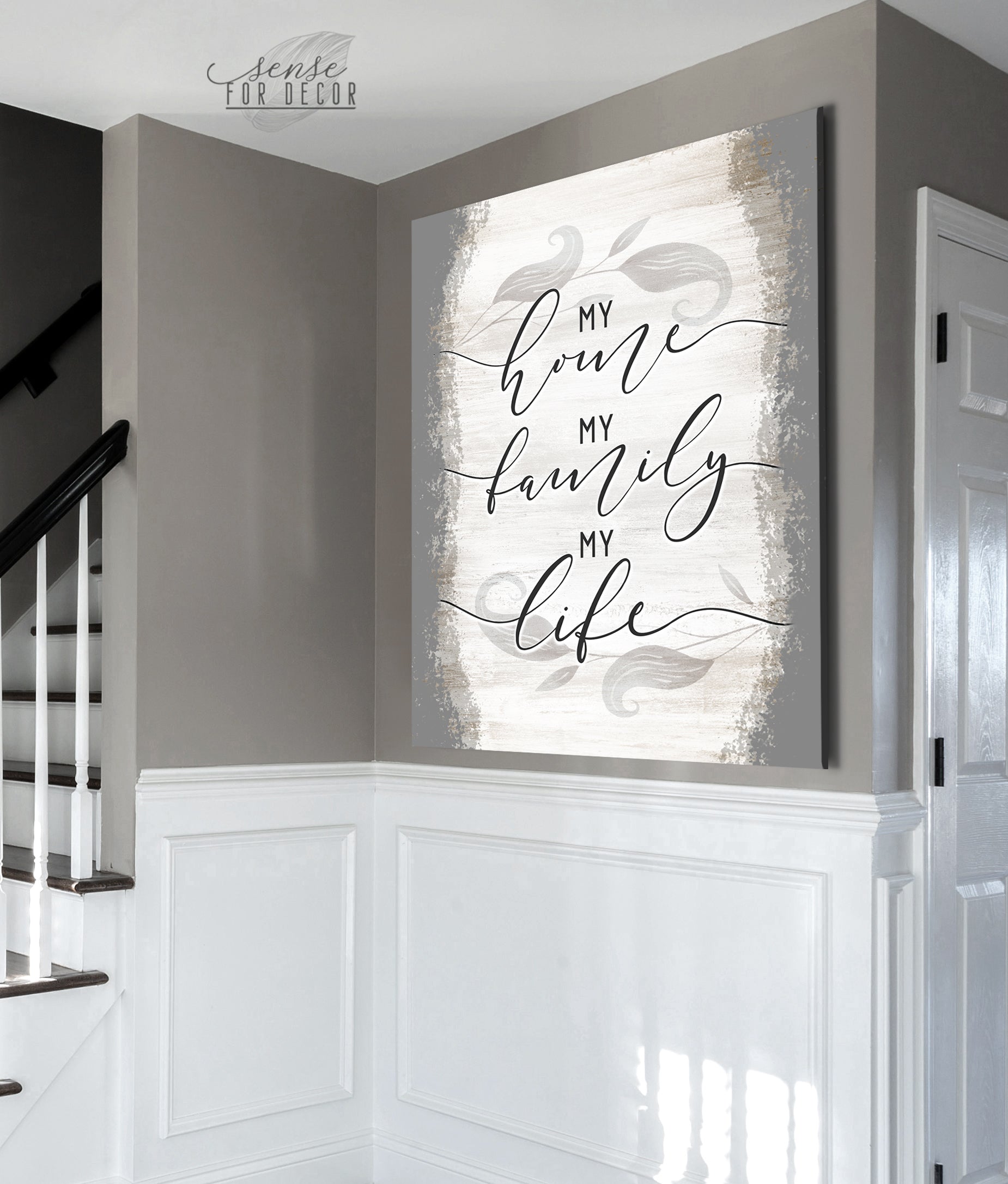 High - Quality Wood - Framed Home Wall Art: My Home, Family, and Life (Ready To Hang)