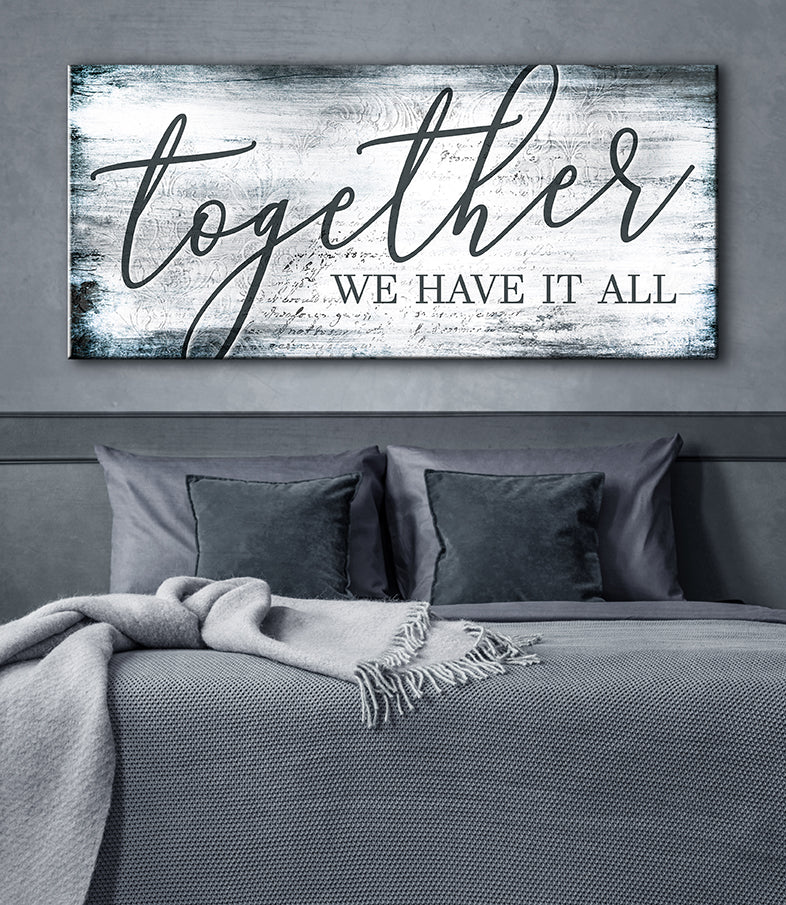Exclusive Couples Wall Art: Together We Have It All (Wood Frame, Ready To Hang)