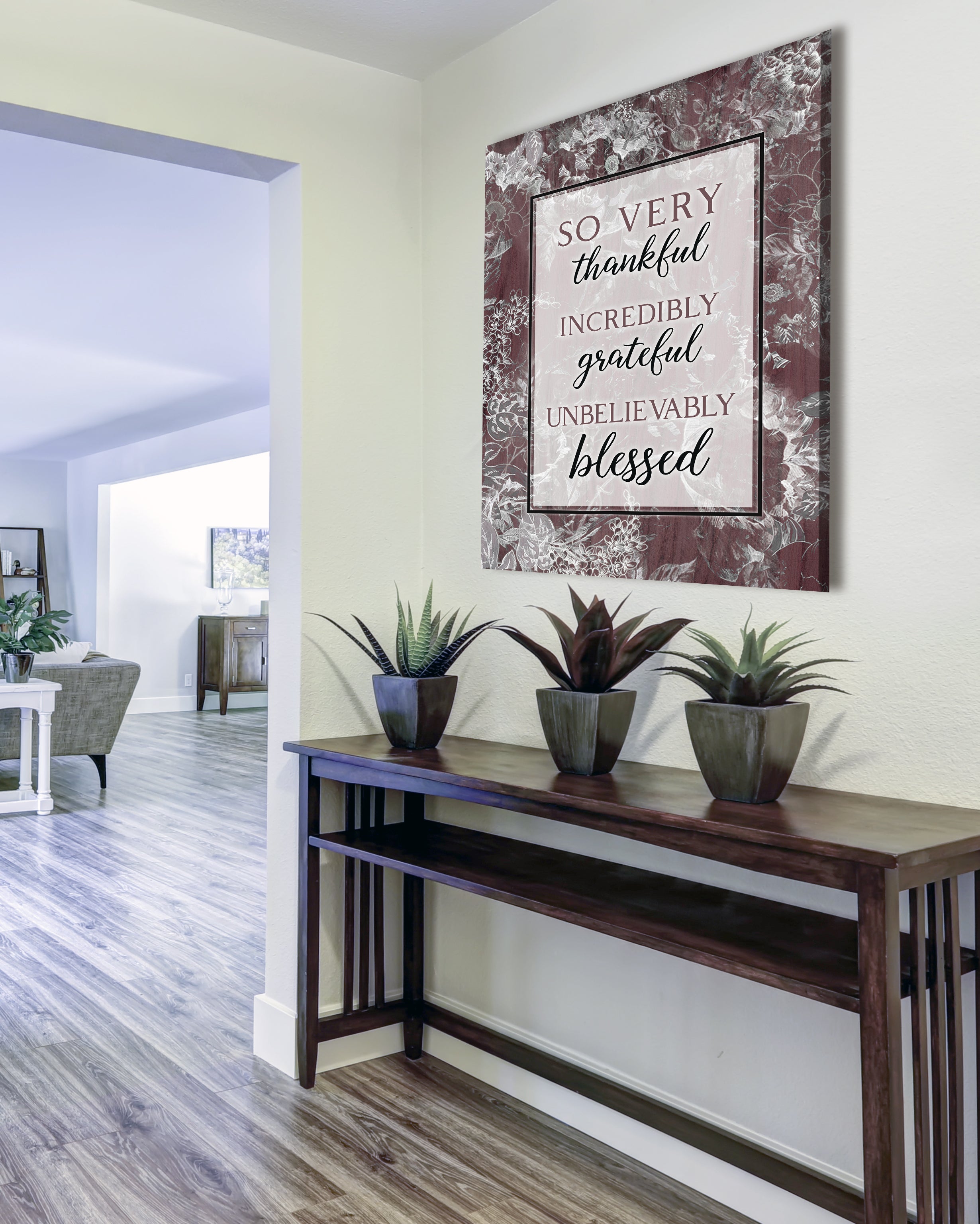 High - Quality Christian Wall Art: 'So Very Thankful V17' with Wood Frame for Easy Hanging