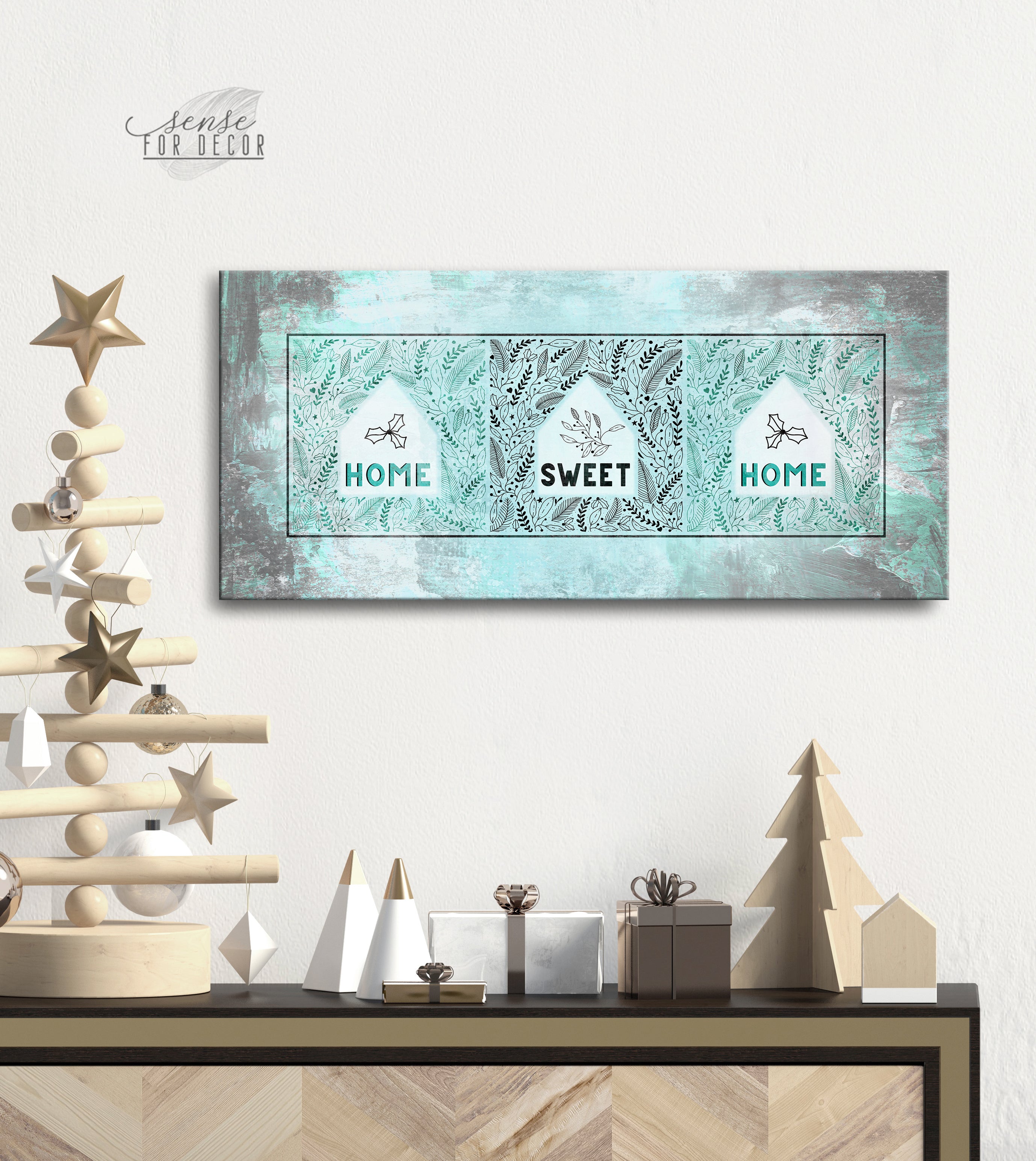 Exclusive Holiday Wall Art - 'Home Sweet Home' with Wood Frame, Ready to Hang! Buy 2, Save 20%