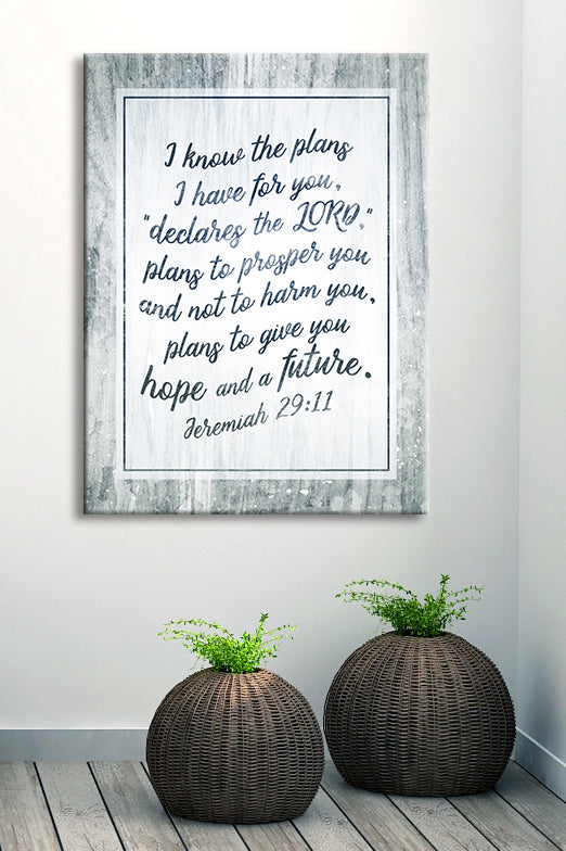 High - Quality Christian Wall Art: 'I Know The Plans I Have For You' with Wood Frame, Ready To Hang