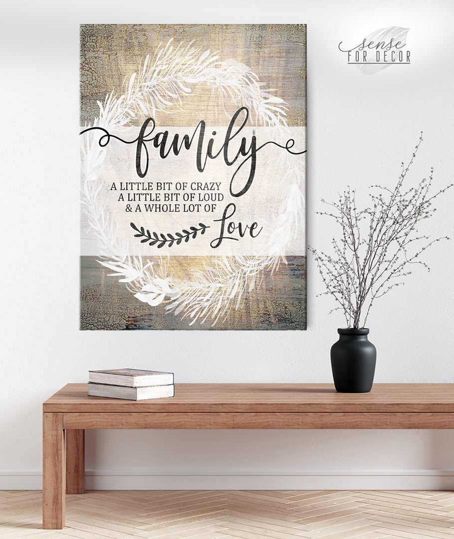 High - quality Wood - framed Family Wall Art: A Bit of Crazy V13, Ready to Hang