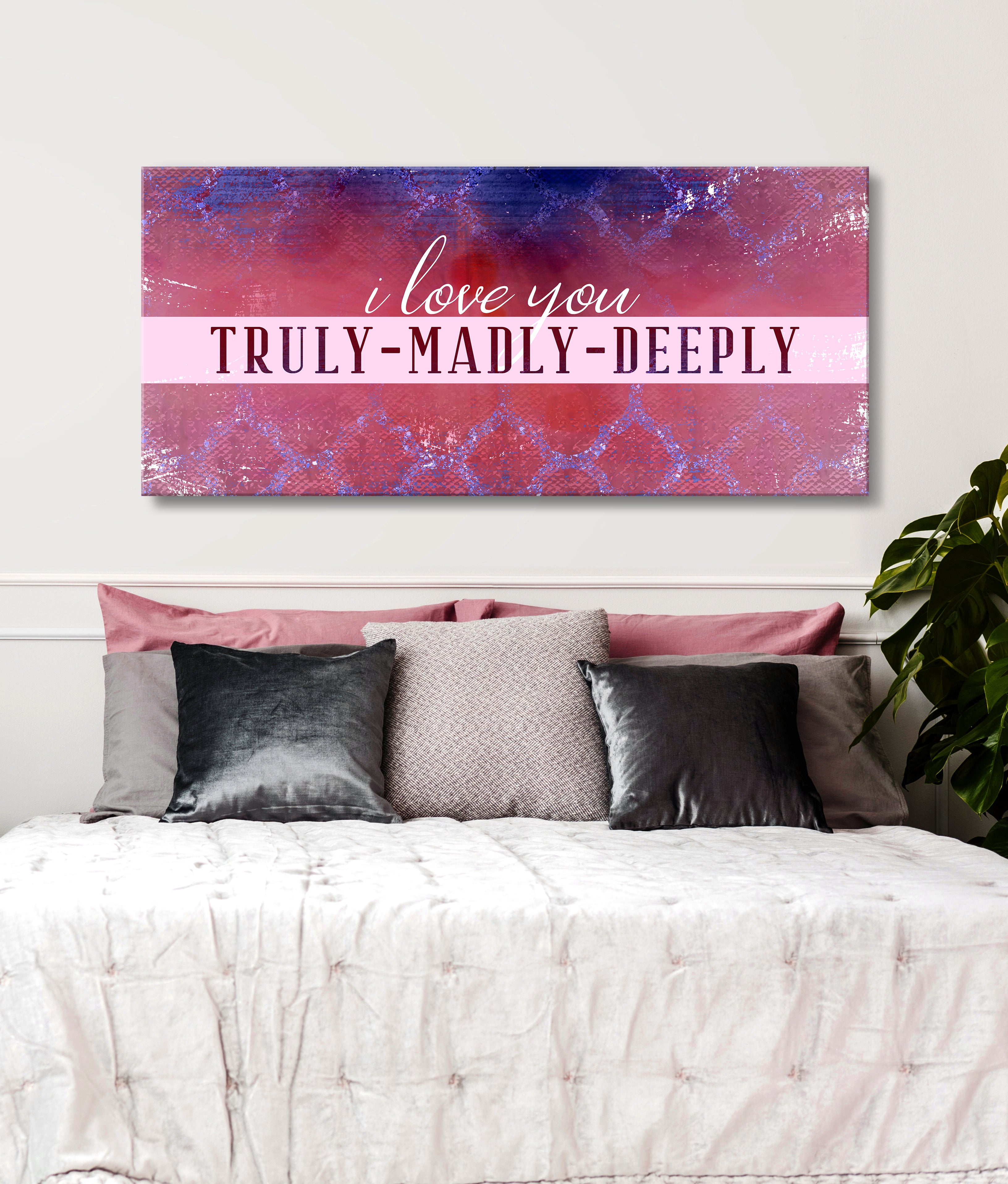High - quality Wood - framed Couples Wall Art: I Love You Deeply & Truly