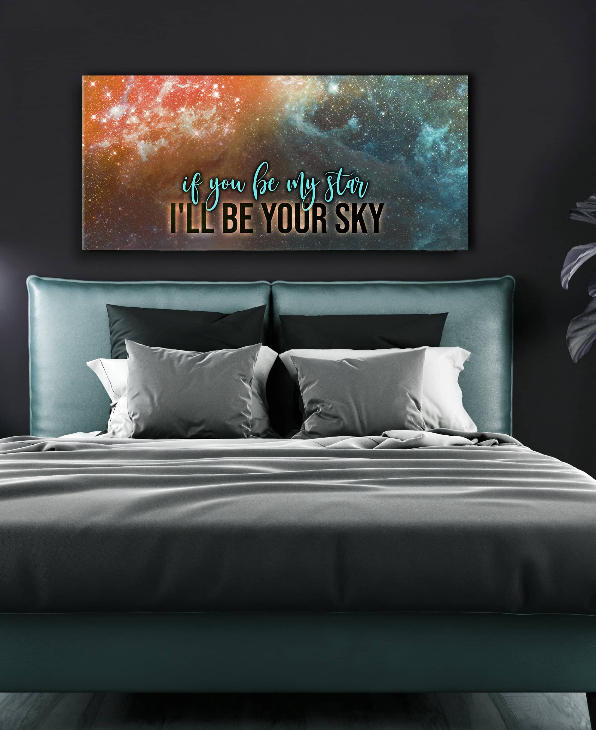 Exclusive Offer! Bedroom Wall Art - 'If You Be My Star, I'll Be Your Sky' (Wood Frame, Ready To Hang)