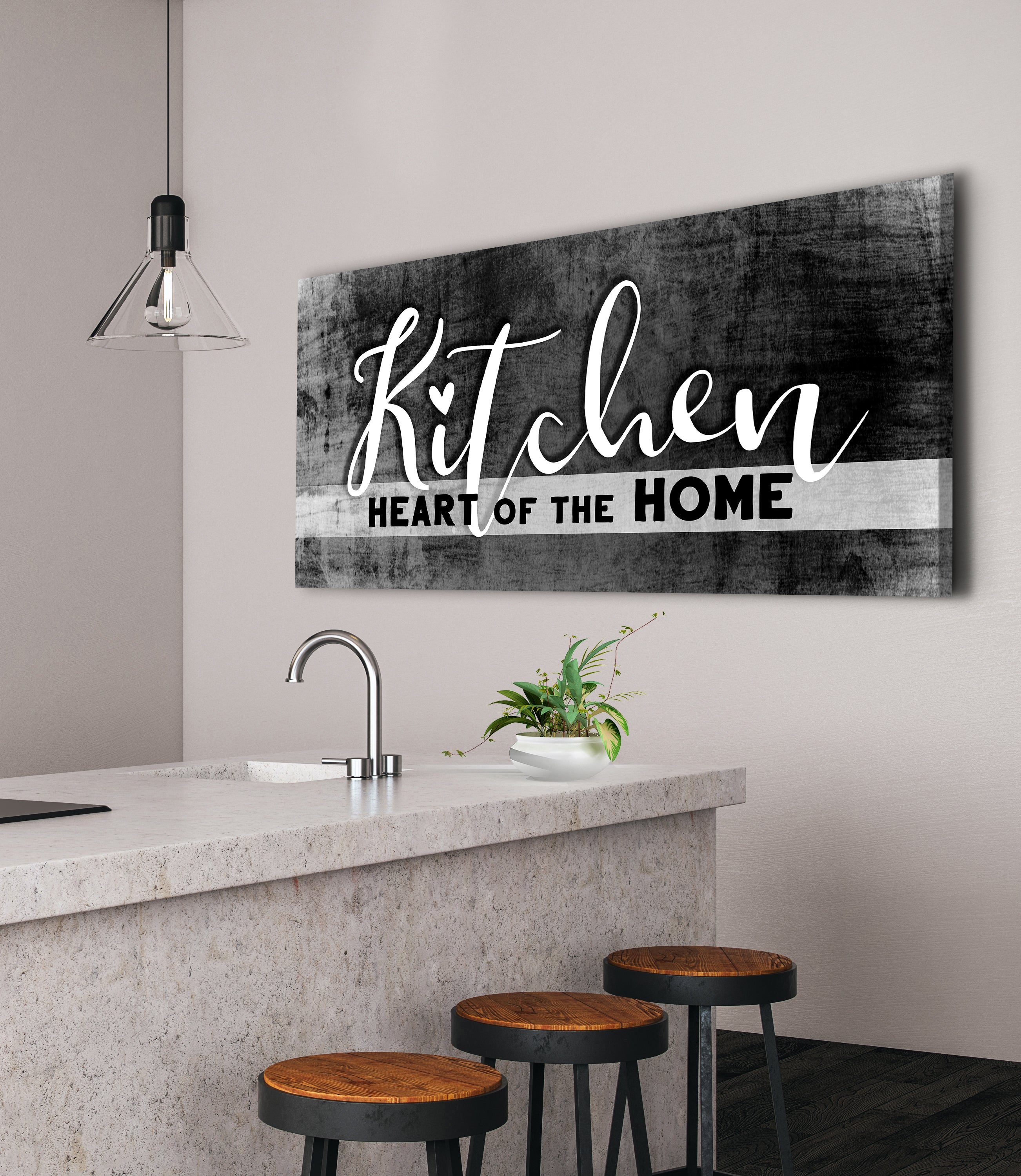 Ready-to-Hang Wood Framed Kitchen Wall Art: Kitchen, The Heart of the Home