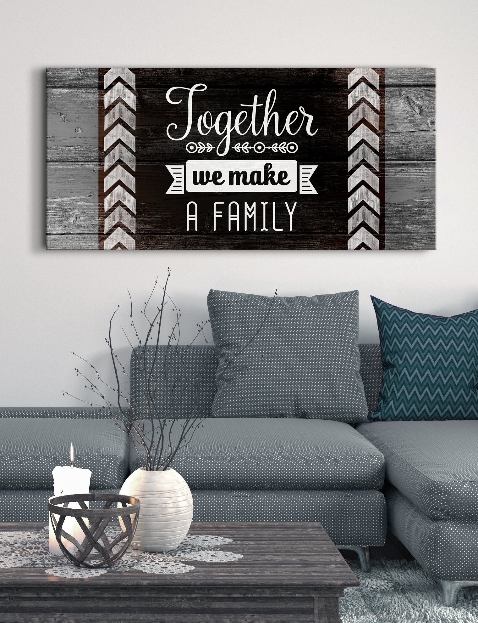 High - Quality Family Wall Art: 'Together We Make A Family' V2 with Wood Frame, Ready to Hang