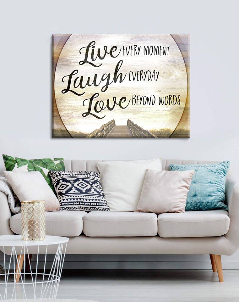 Exclusive Offer! Ready-to-Hang Wood Frame Home Wall Art - Live Every Moment V7