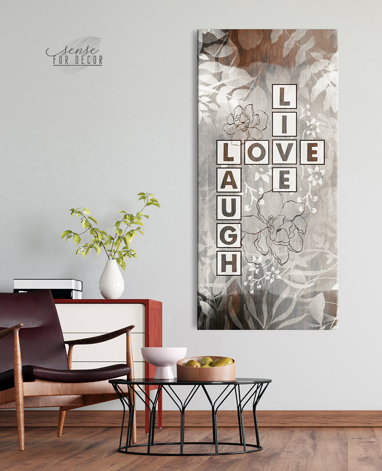 High - quality Couples Live Love Laugh Wall Art with Wood Frame, Ready to Hang