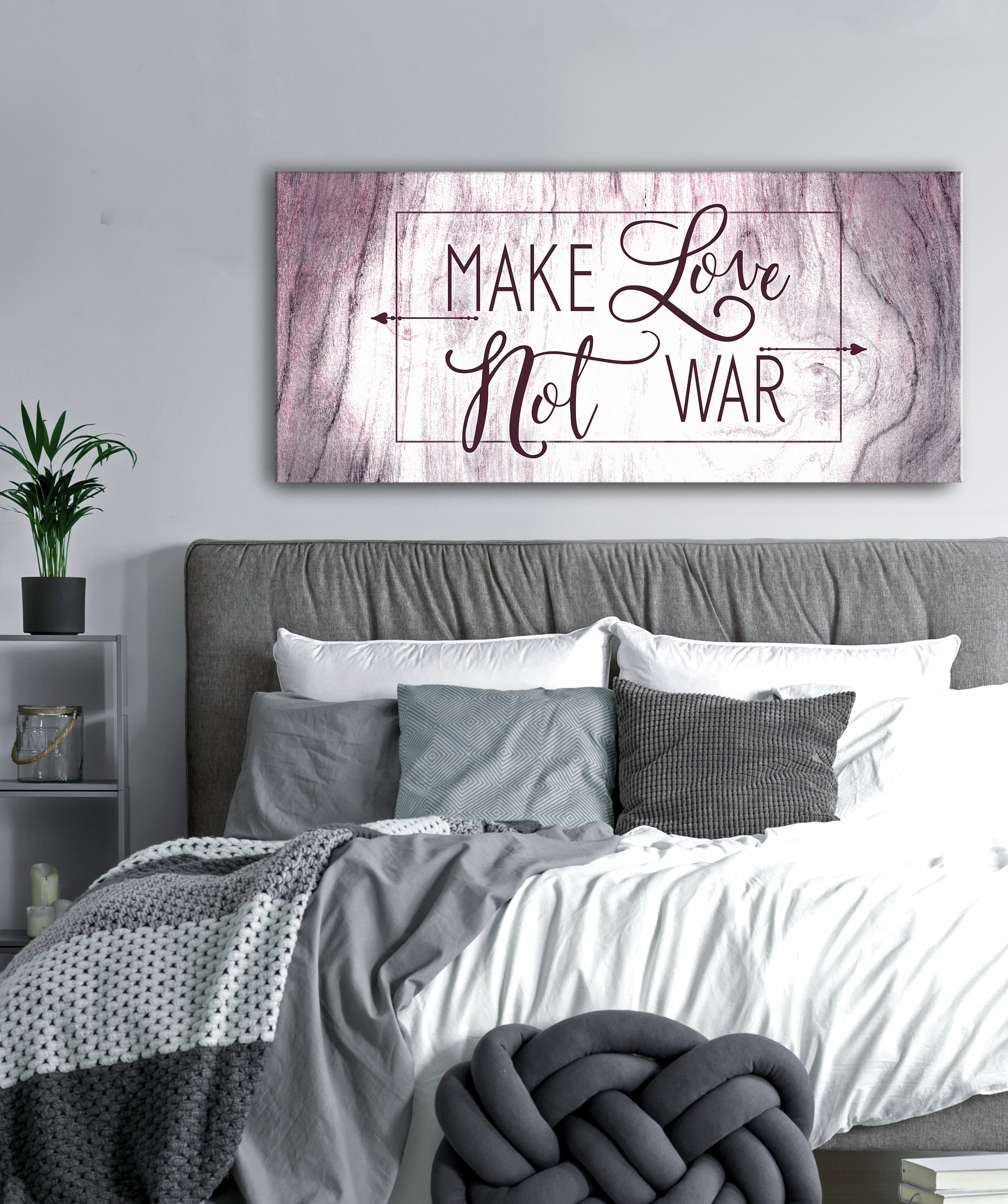 High - Quality Wood - Framed 'Make Love Not War' Home Wall Art, Ready to Hang