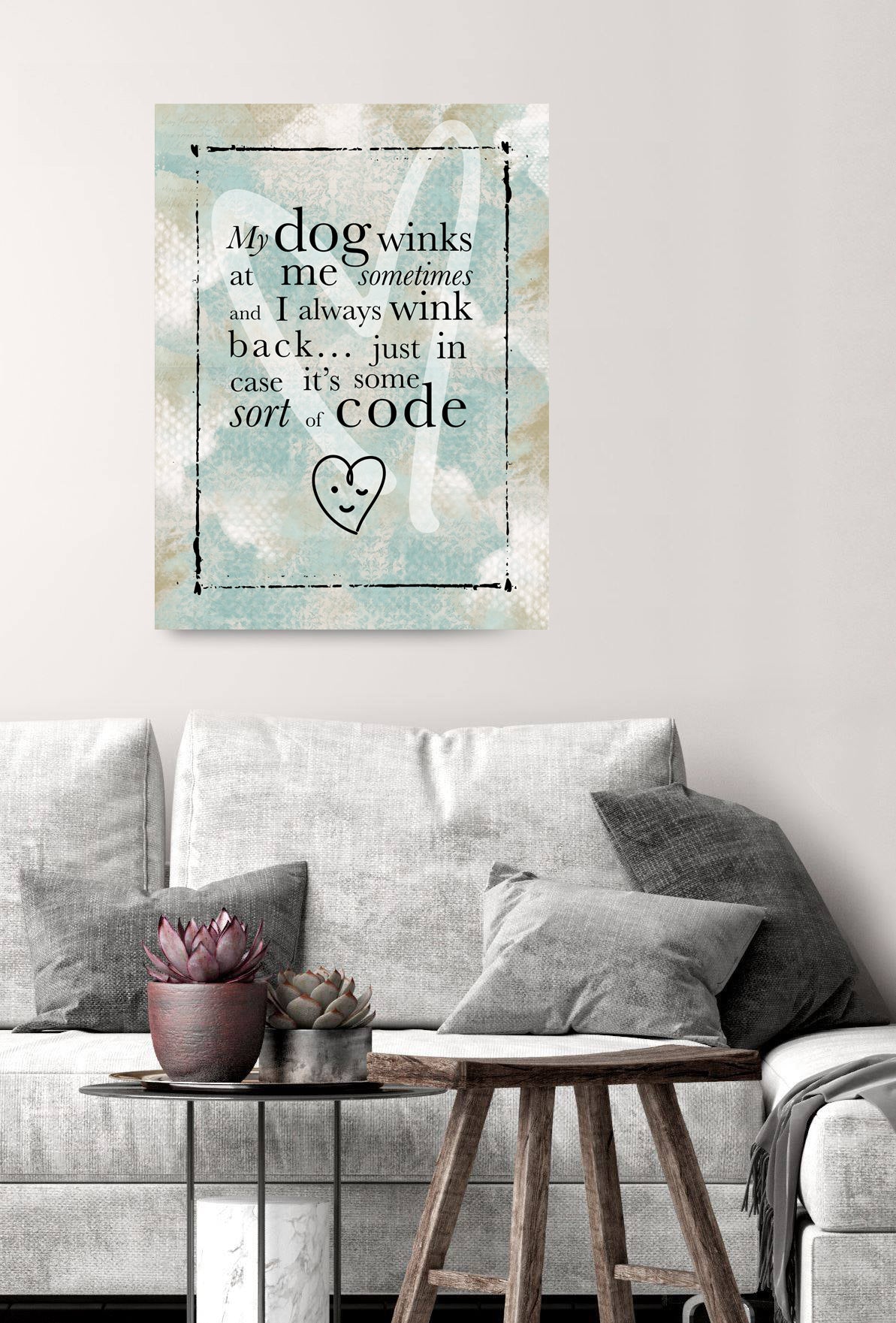 Limited Time Offer! High - Quality Wood - Framed Dog Winks Pet Wall Art, Ready to Hang