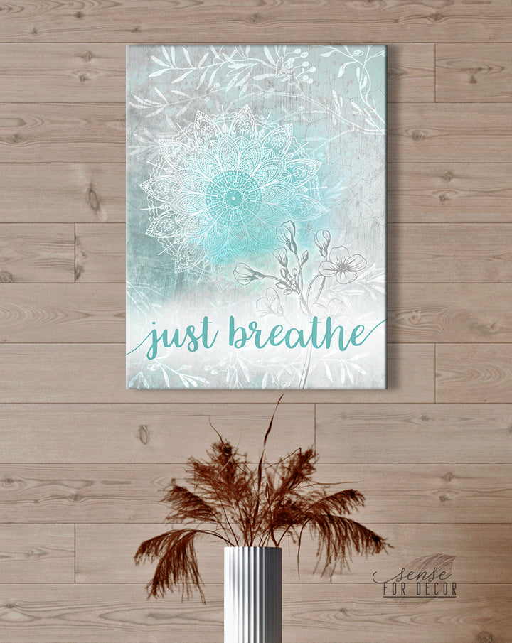 Exclusive! Ready - To - Hang 'Just Breathe V10' Home Wall Art with Wood Frame
