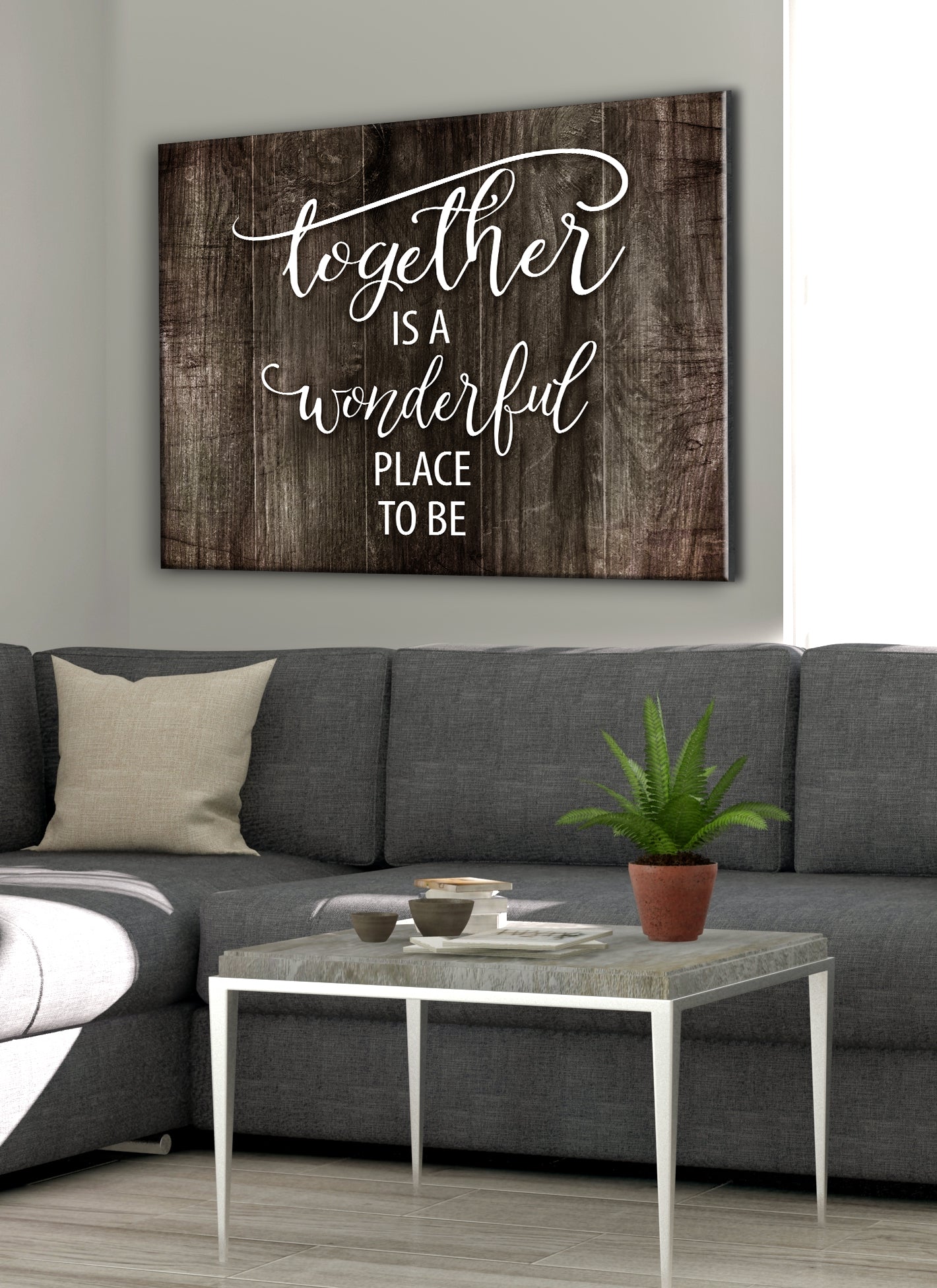 Hot Deal! Together Is A Wonderful Place To Be Wall Art (Wood Frame, Ready To Hang)