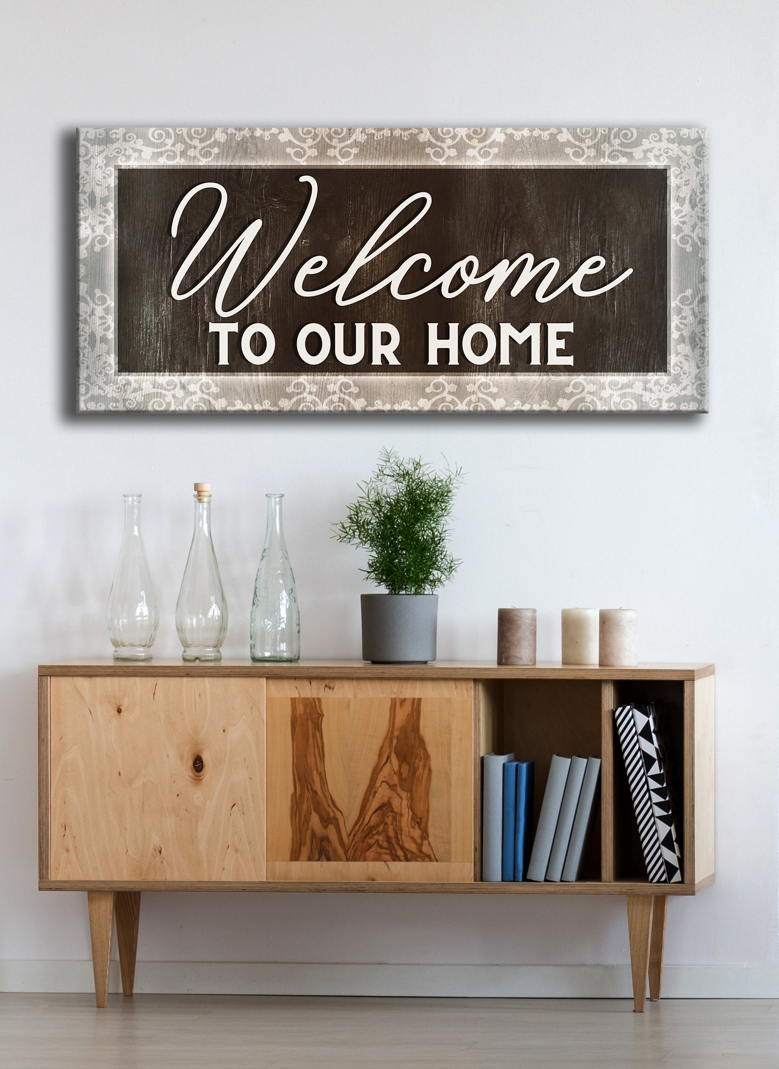 Hot! Welcome To Our Home Wall Art V4 - Wood Frame, Ready To Hang