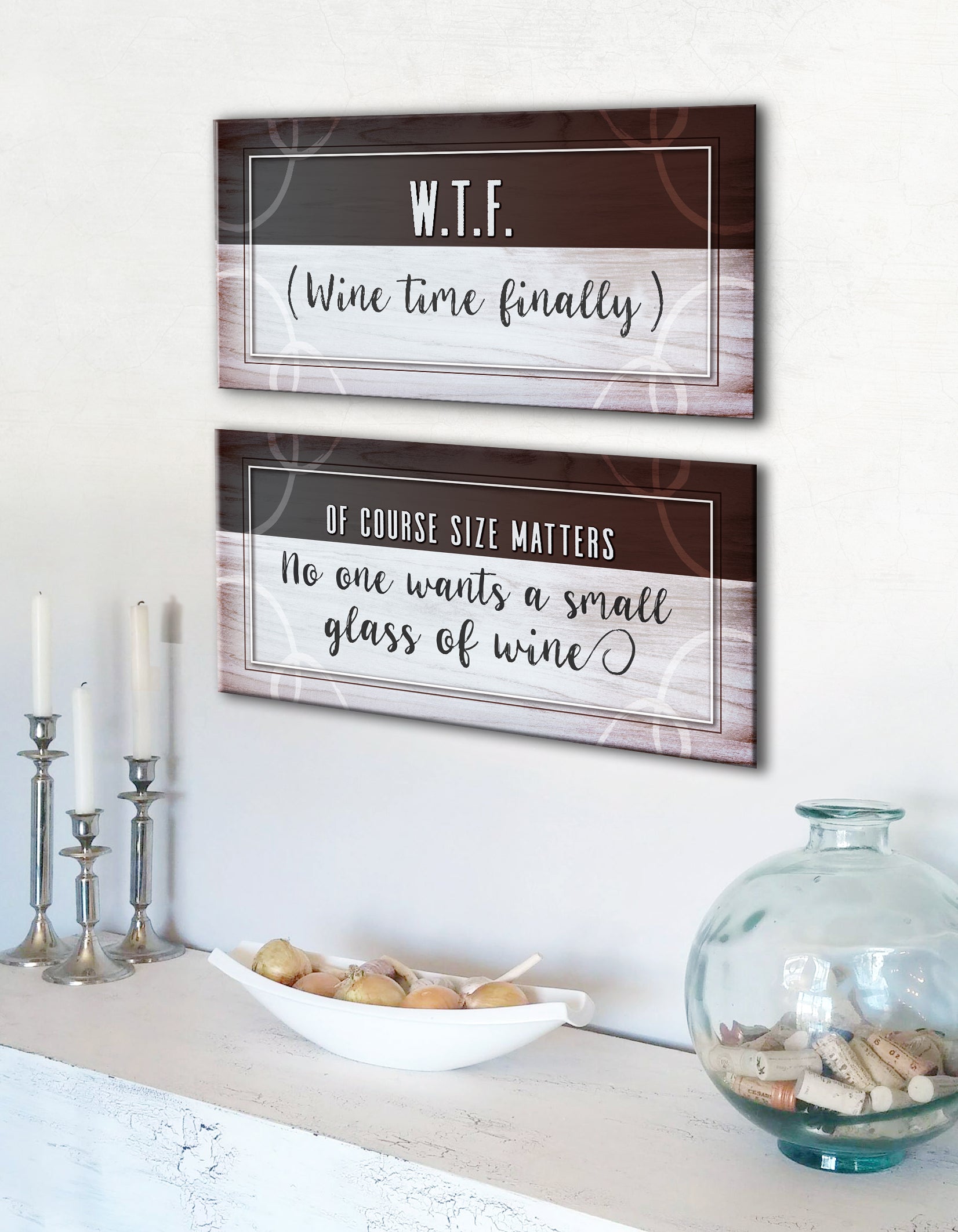 Funny Wine Wall Art with Wood Frame, Ready To Hang