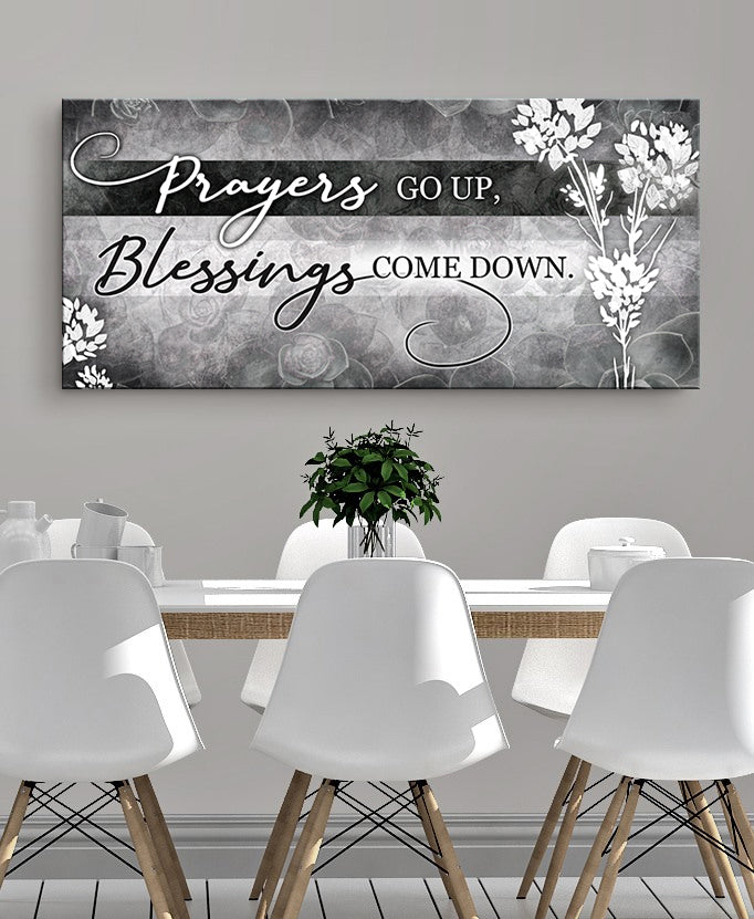 Exclusive Christian Wall Art - Prayers Go Up V2 with Wood Frame, Ready to Hang! Buy 2 Save 20%