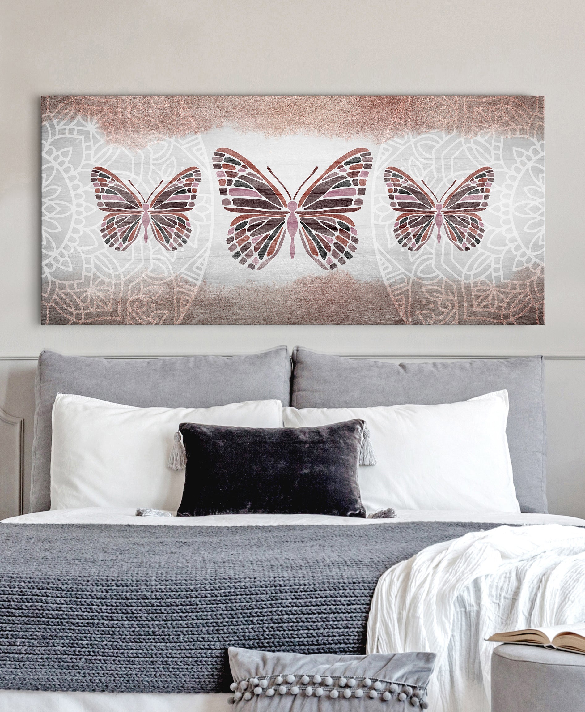Exclusive Boho Butterfly Trio Insect Wall Art with Wood Frame, Ready to Hang - Buy 2 Get 20% Off!