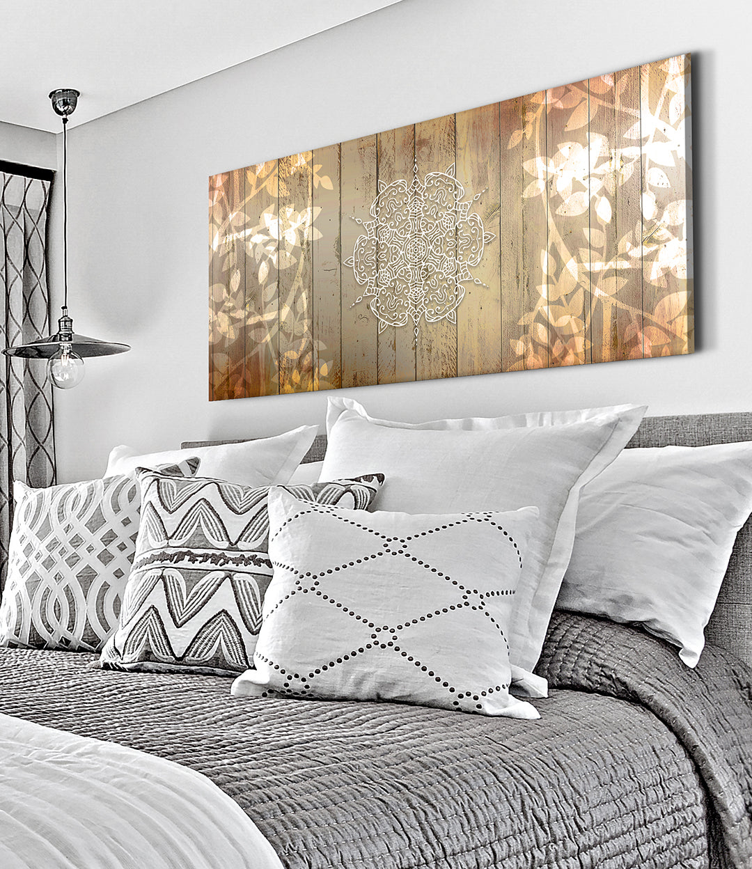 Exclusive Boho Mandala Wall Art V12 in Wood Frame - Ready to Hang! Buy 2, Save 20%