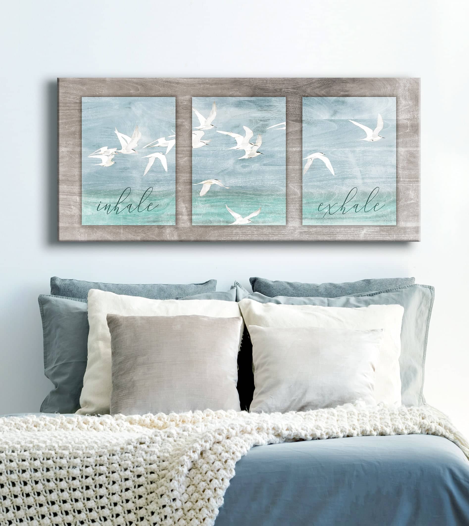 High - Quality Inhale Exhale V2 Bathroom Wall Art with Wood Frame, Ready to Hang