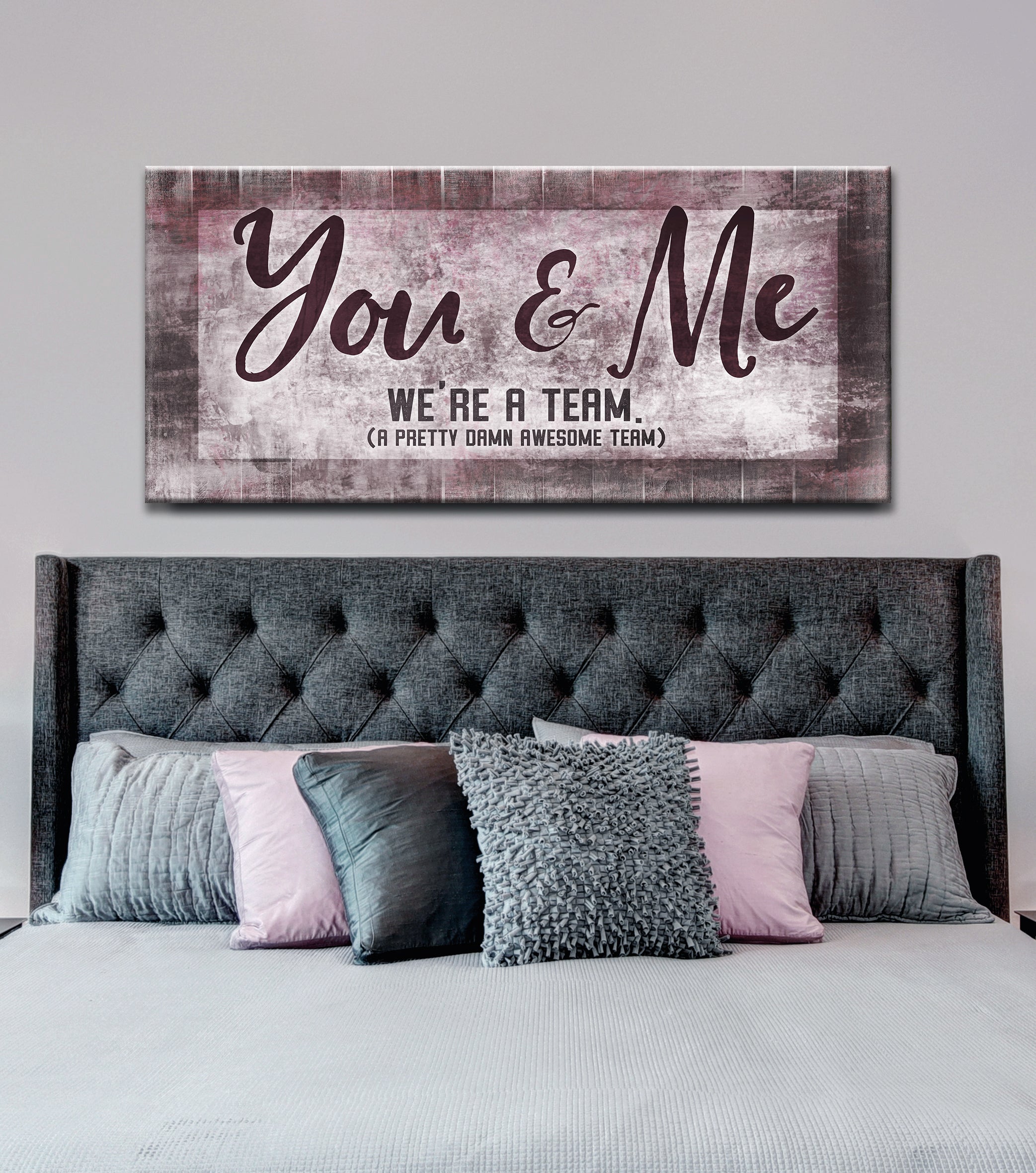 High - Quality Couples Wall Art: 'You & Me, A Perfect Team' with Wood Frame, Ready to Hang