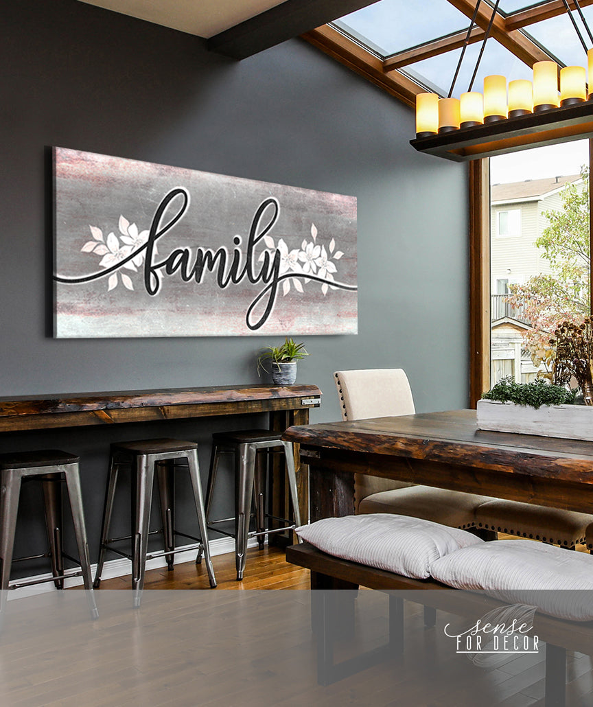 Hot Deal! Family Wall Art - Ready-to-Hang Family Word Sign V12 with Wood Frame
