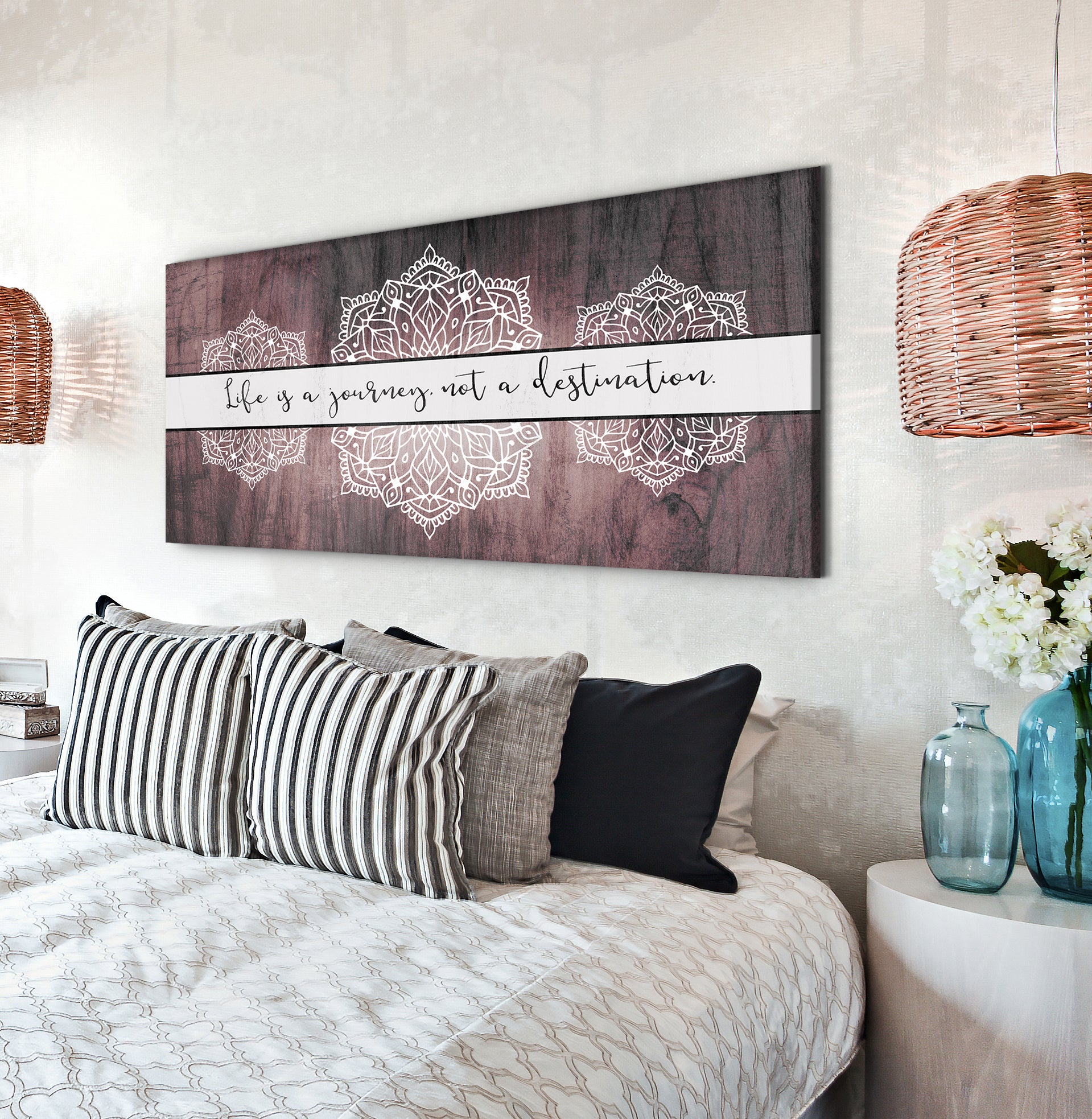 Boho Life is a Journey Wall Art with Wood Frame, Ready to Hang for Your Home
