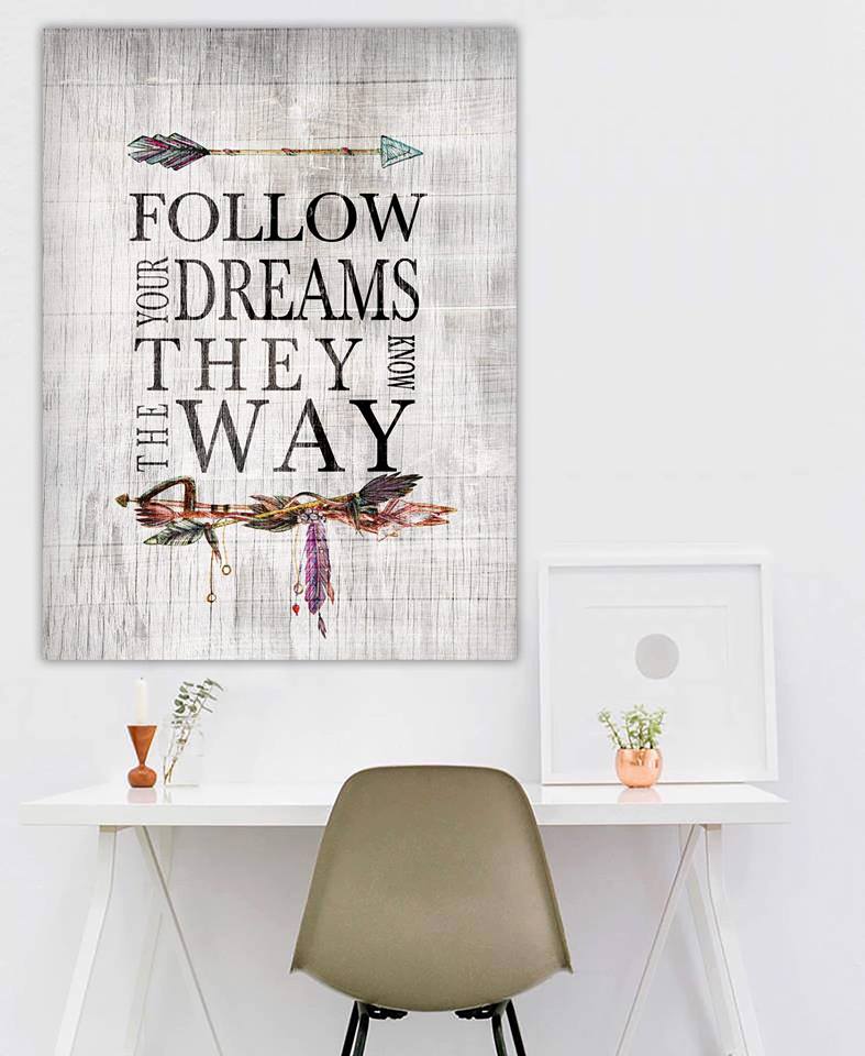 High - Quality Wood - Framed Wall Art: Chase Your Dreams, They'll Lead the Way (Ready to Hang)