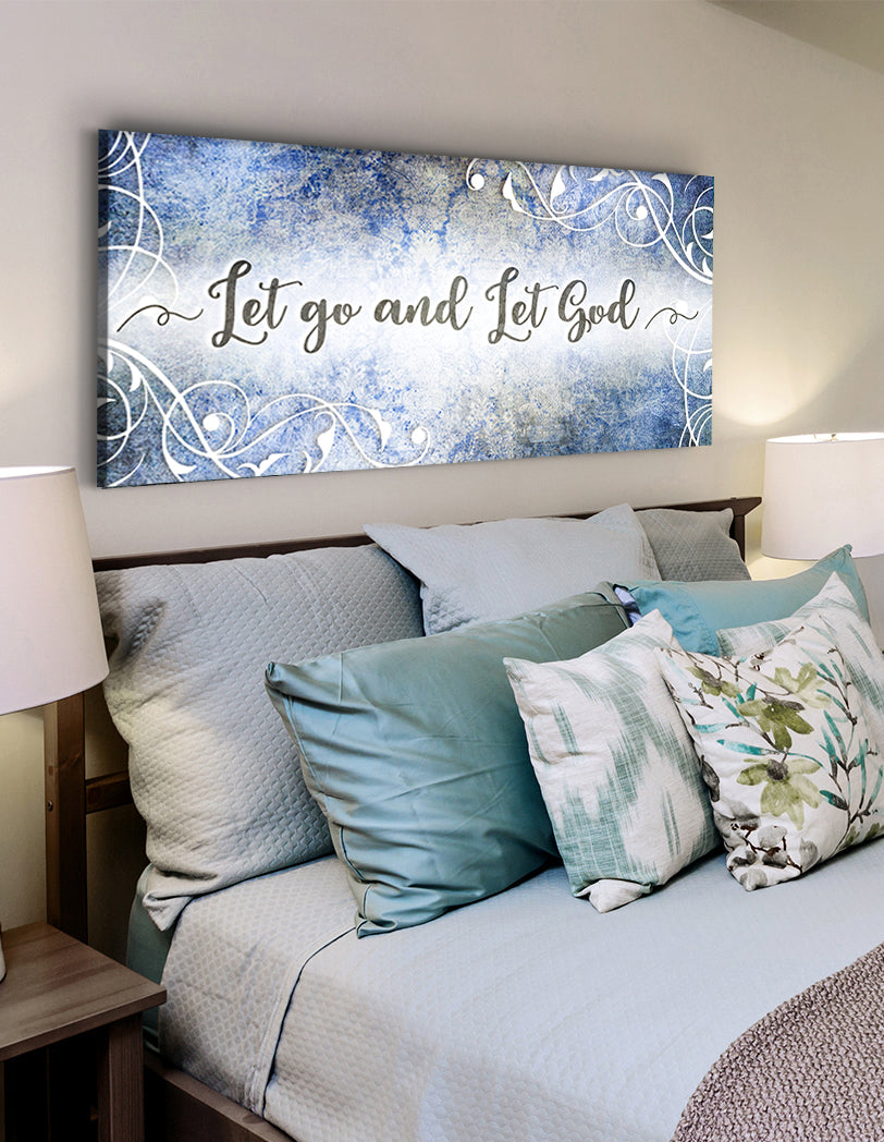 High - Quality Christian Wood - Framed Wall Art: Let Go And Let God (Ready To Hang)