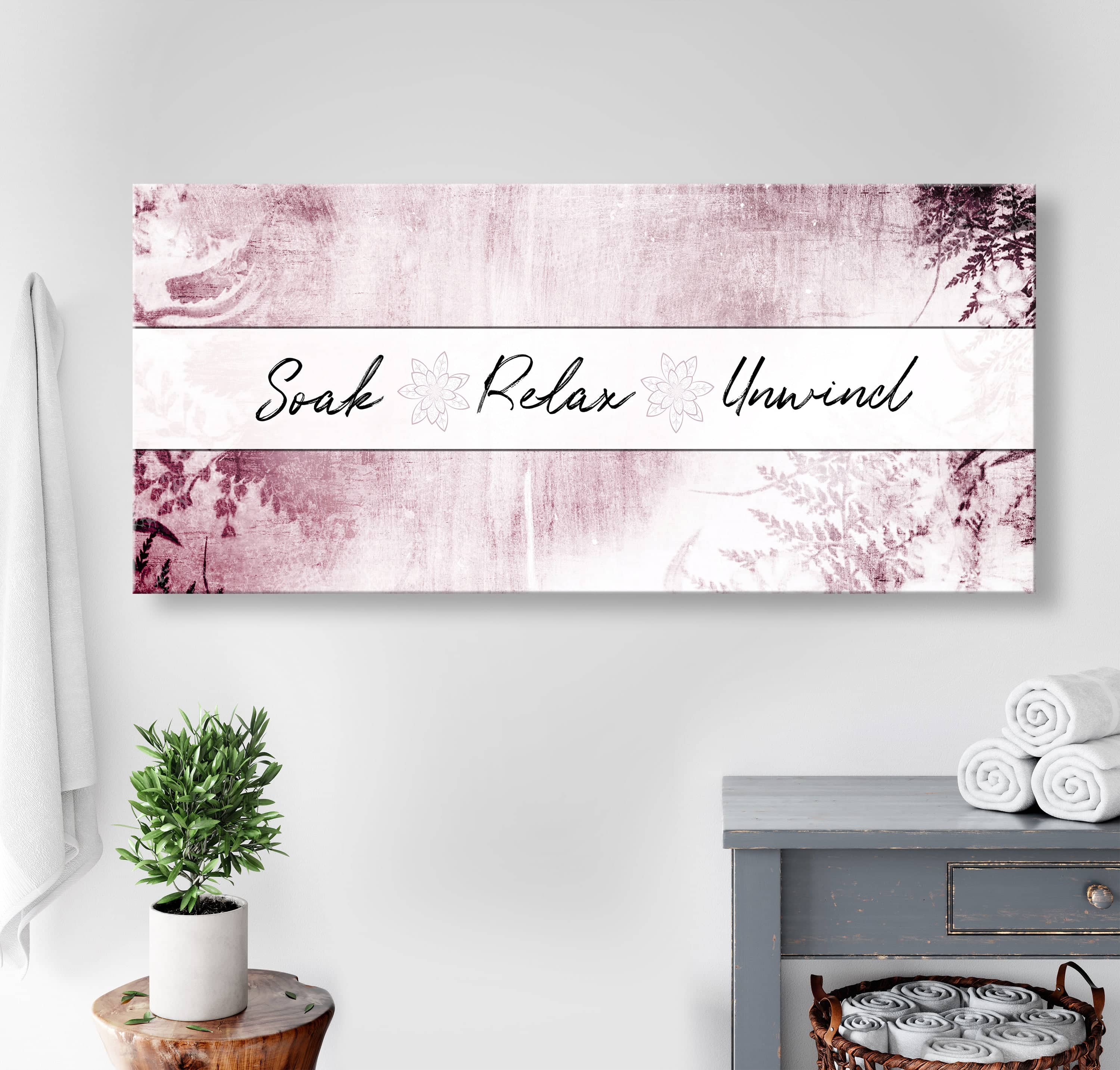 Ready-to-Hang Wood Frame Bathroom Wall Art: Relax and Unwind! BUY 2 GET 20% OFF