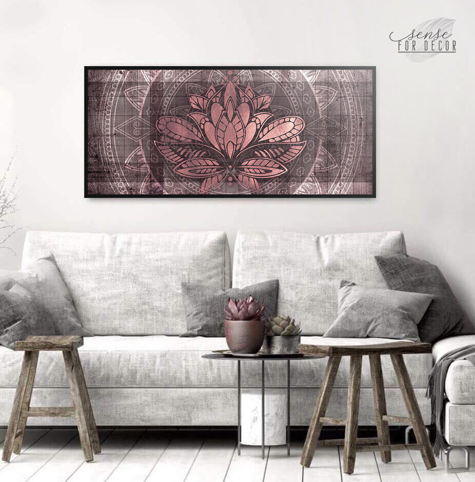Hot Deal! Lotus Boho Plants Wall Art with Wood Frame, Ready to Hang