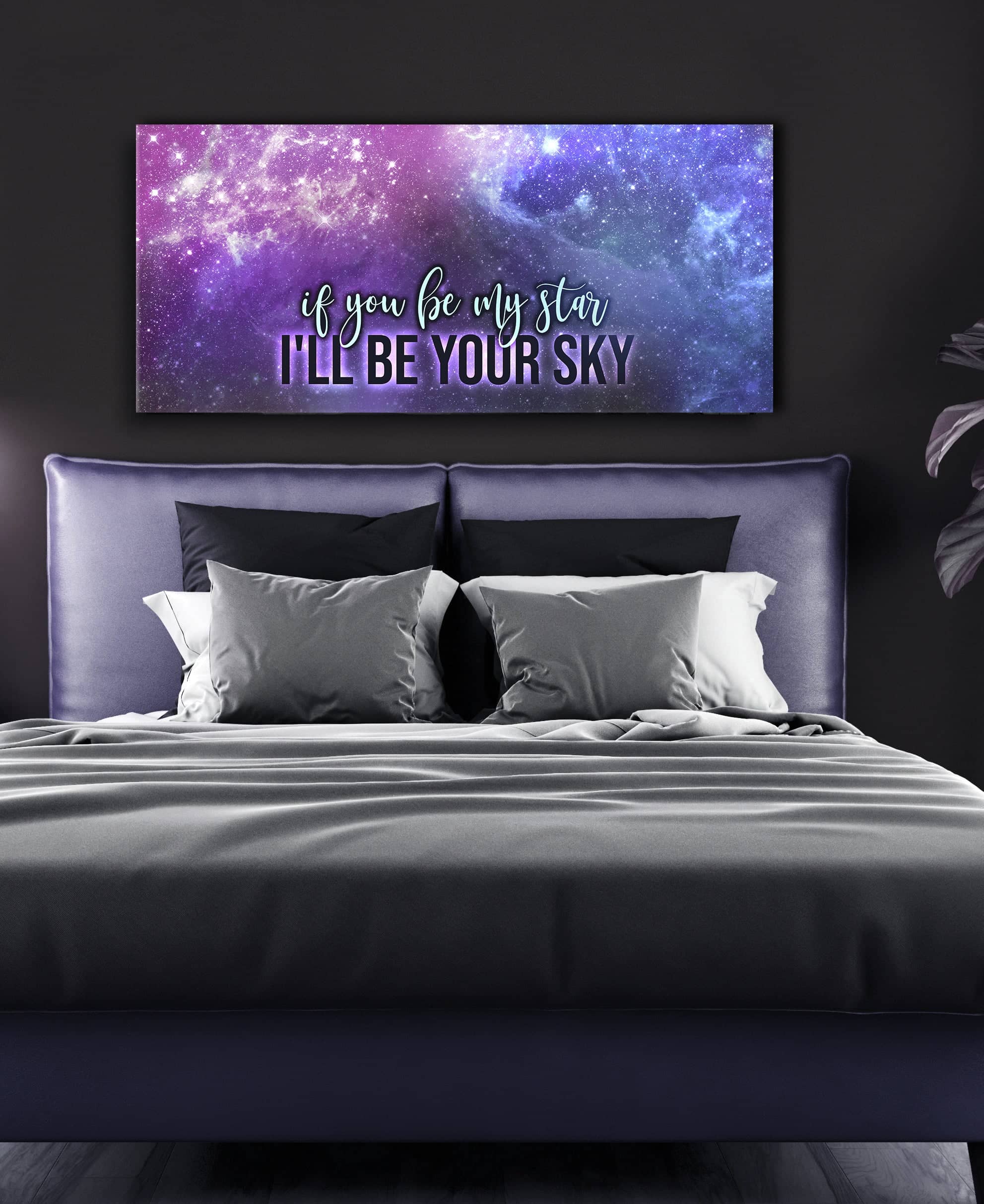 Exclusive Offer! Bedroom Wall Art - 'If You Be My Star, I'll Be Your Sky' (Wood Frame, Ready To Hang)