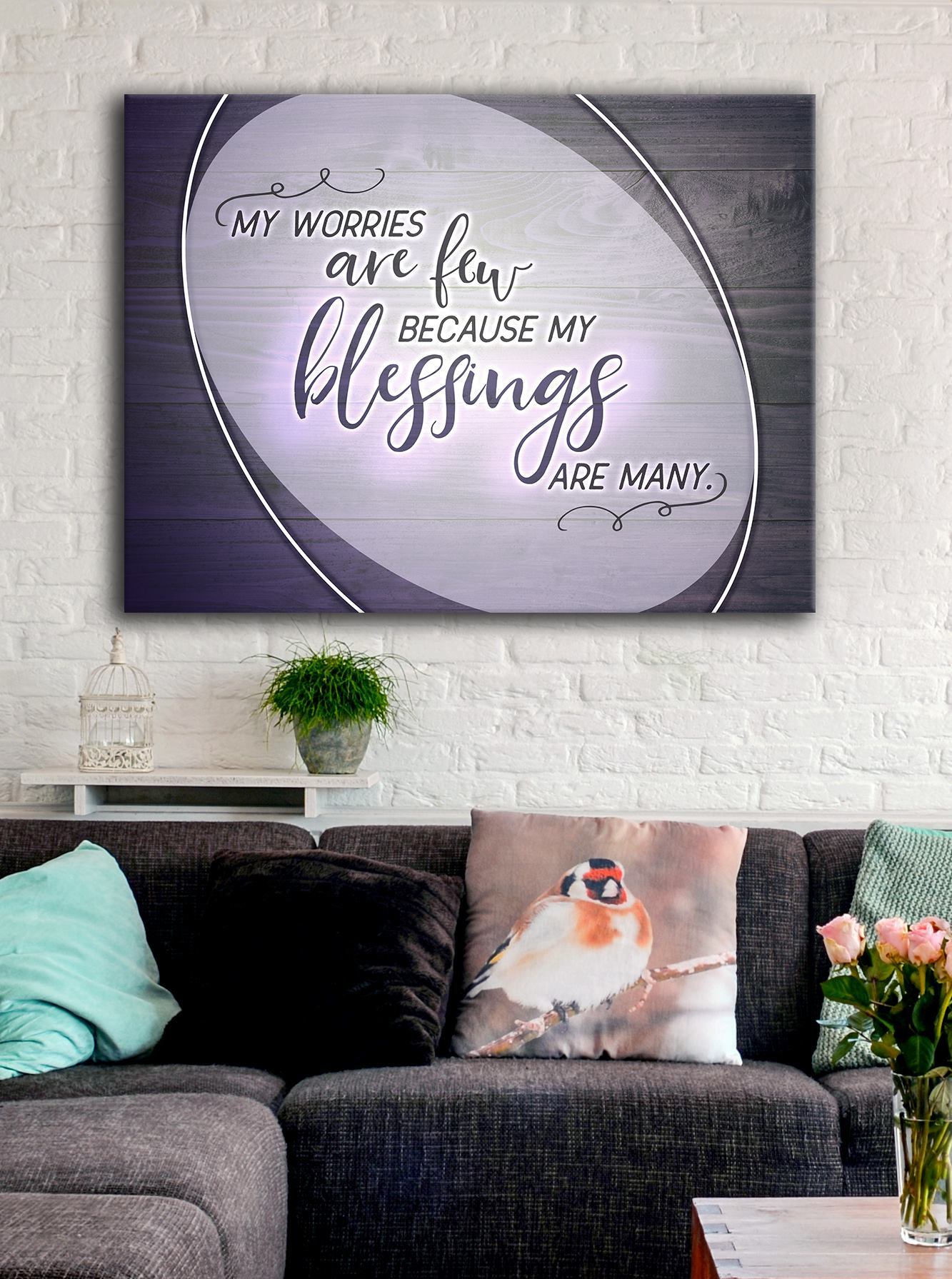 Exclusive Offer! High - Quality Wood - Framed Wall Art 'Few Worries' Ready to Hang for Your Home