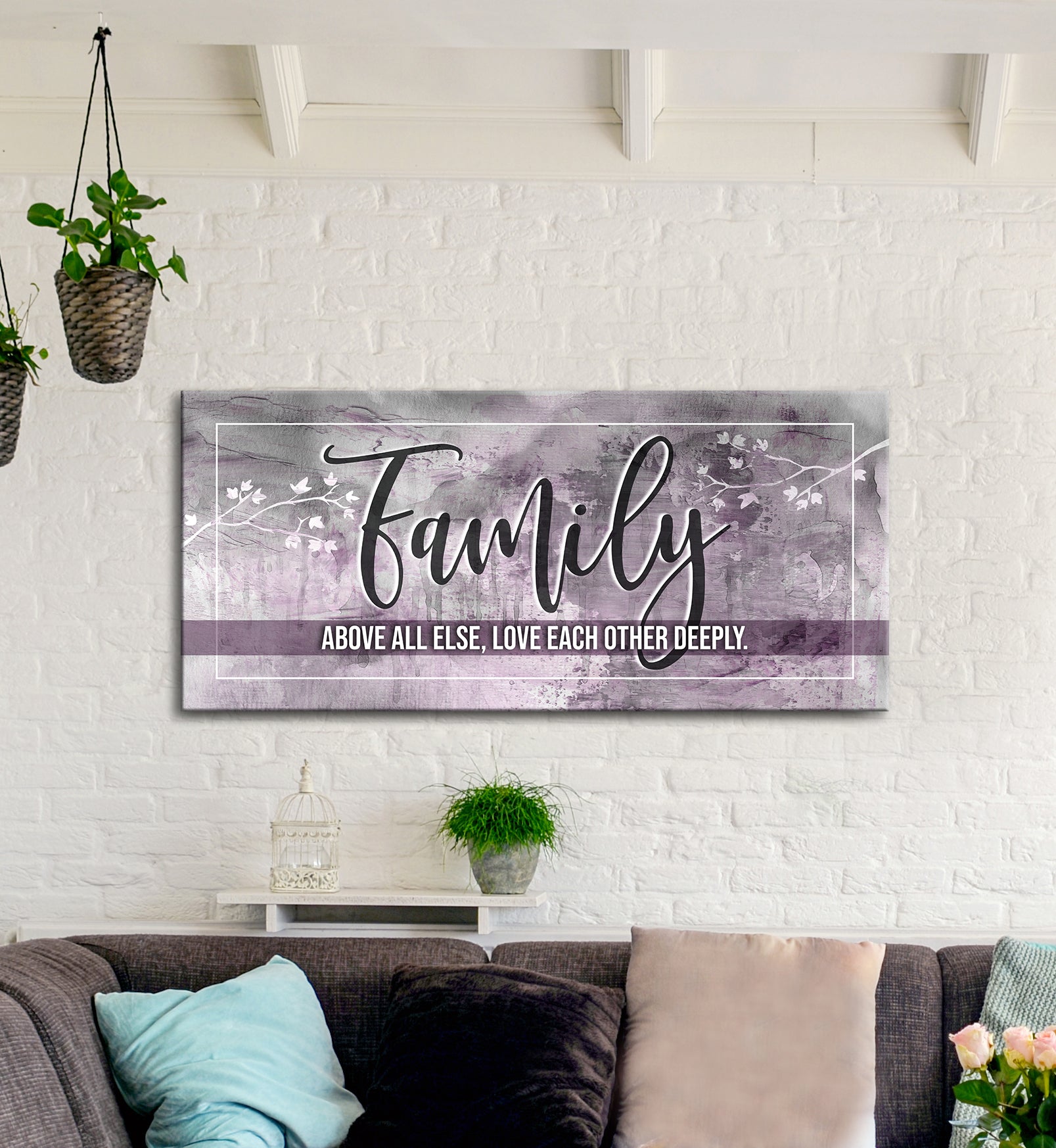 High - Quality Wood - Framed Family Wall Art: Love Each Other Deeply, Family First (Ready To Hang)