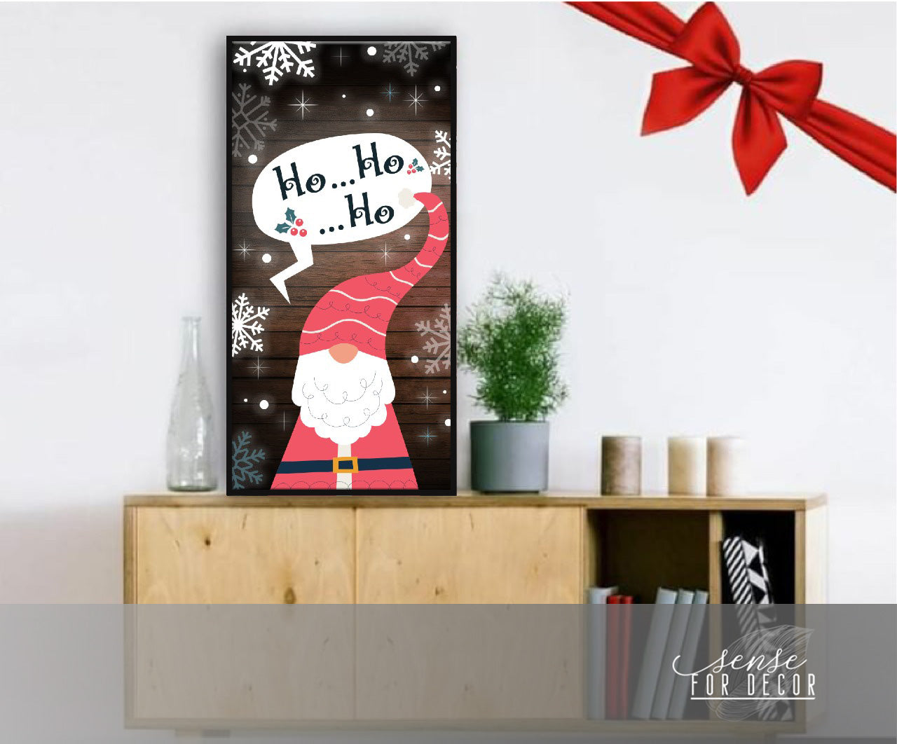 Hot Deal! Holiday Wall Decor - Santa Ho Ho Ho Wood Frame Wall Art Ready To Hang