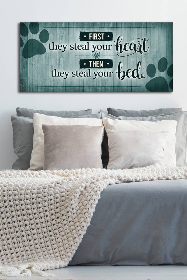 Hot Deal! Ready - to - Hang Pet Wall Art: They First Steal Your Heart (Wood Frame)