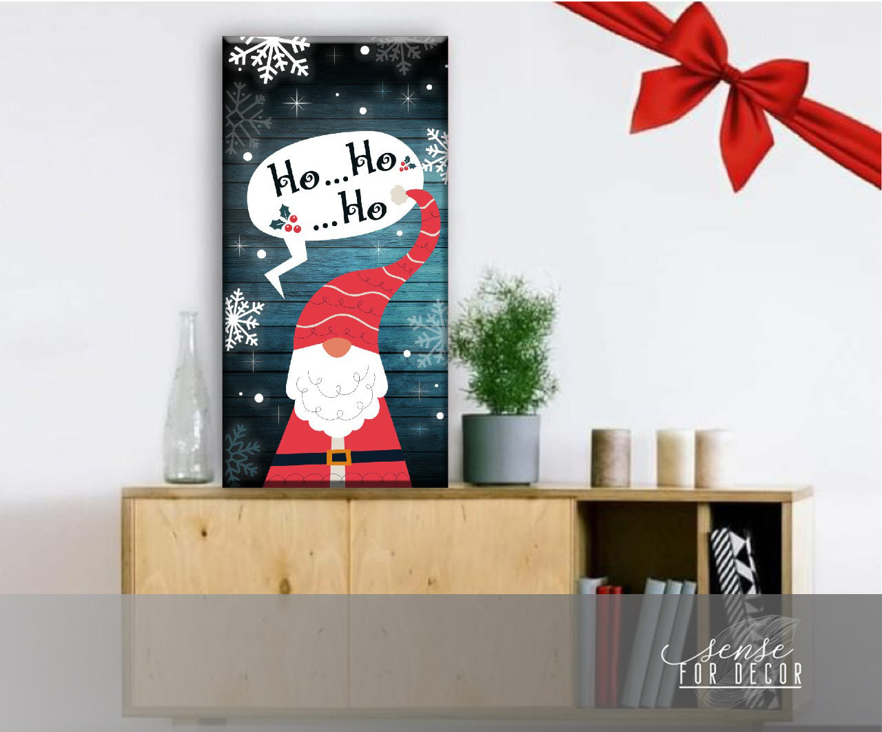 Hot Deal! Holiday Wall Decor - Santa Ho Ho Ho Wood Frame Wall Art Ready To Hang