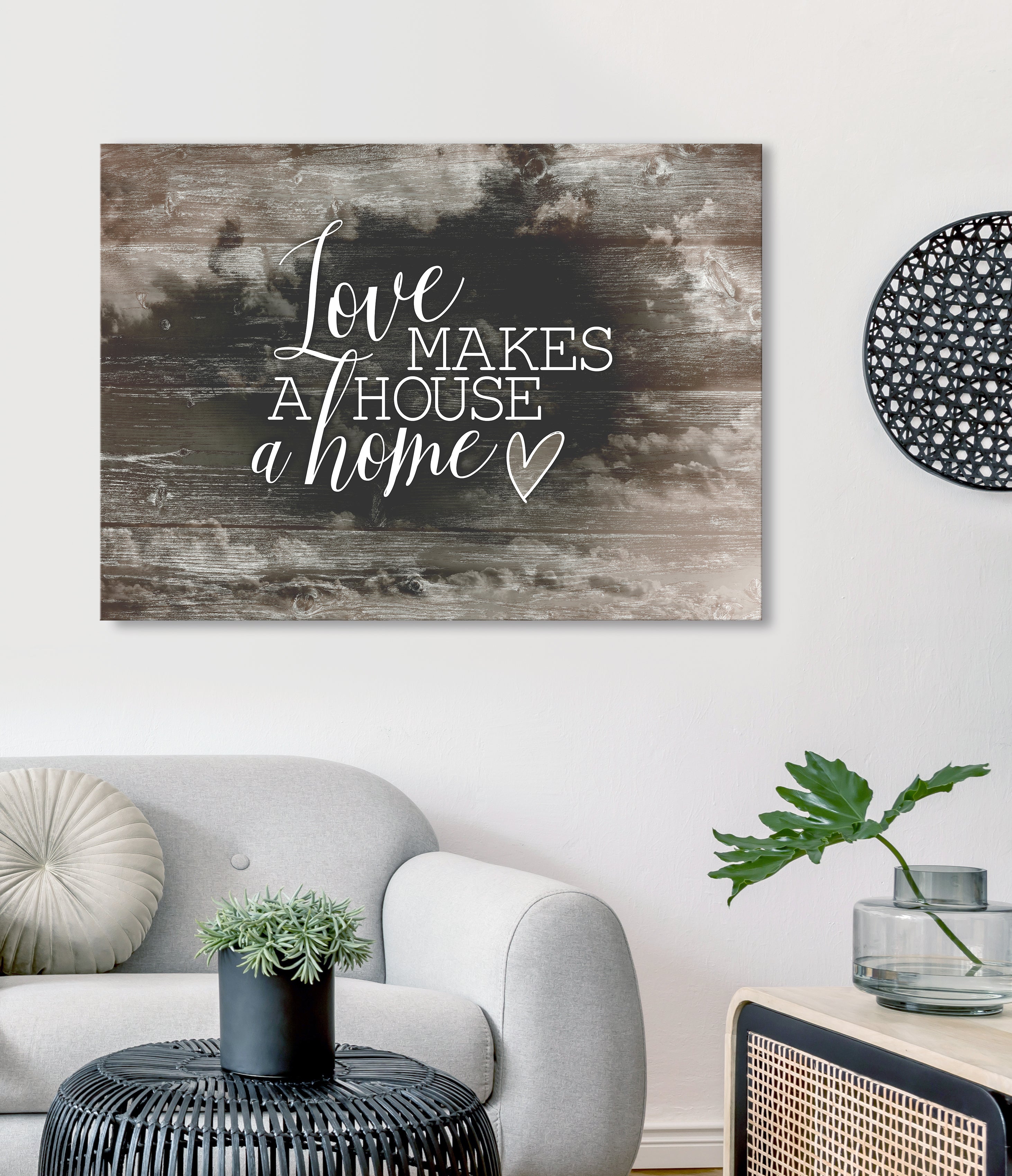 Hot! Ready-to-Hang Wood Frame 'Love Makes A House A Home' Wall Art