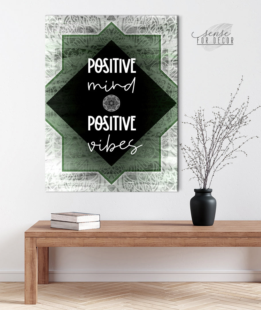 Exclusive Inspire Wall Art: Positive Mind, Positive Vibes with Wood Frame - Ready to Hang! Buy 2, Save 20%