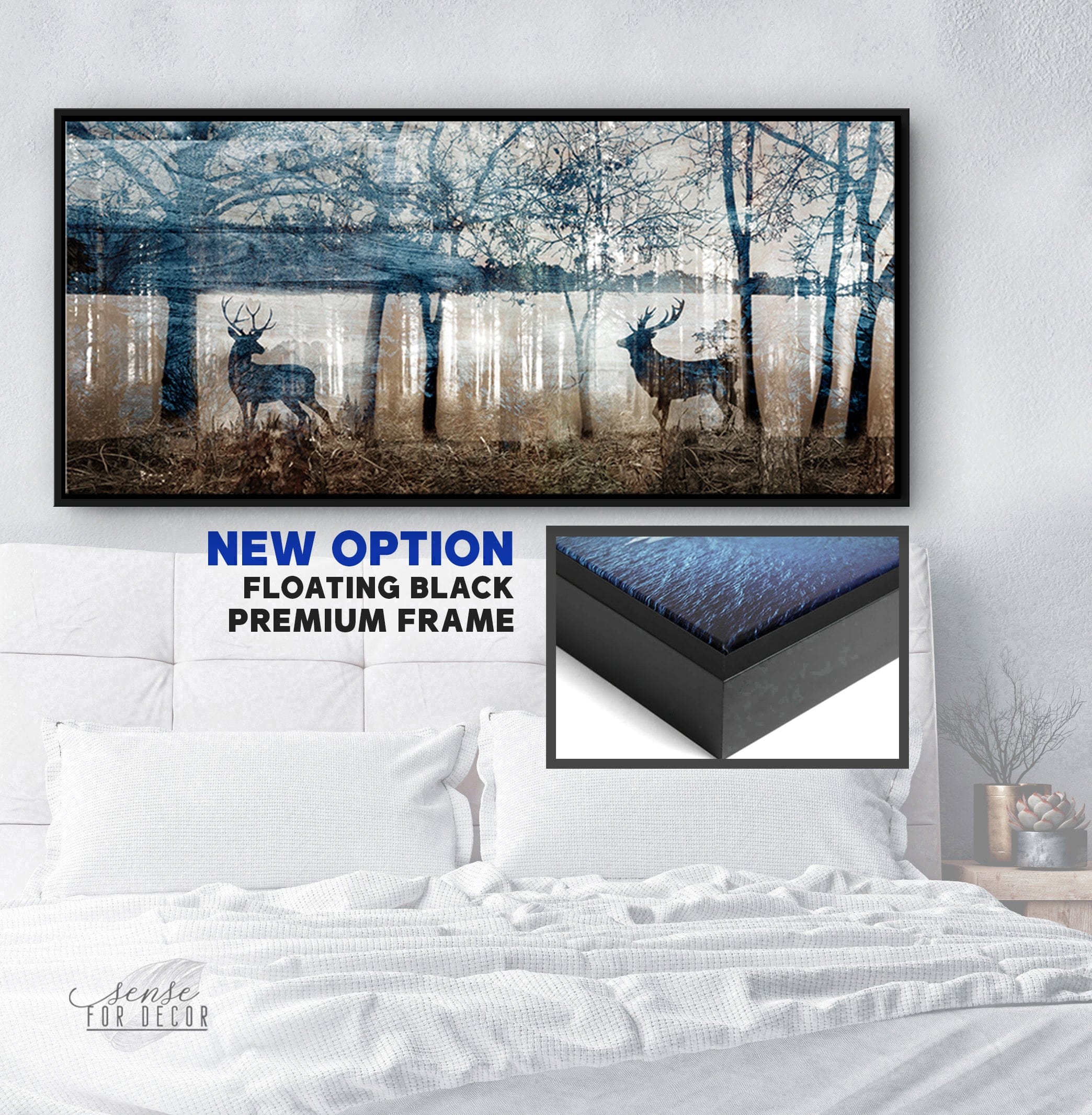 Exclusive: Deer in Forest Nature Wall Art (Wood Frame, Ready to Hang)