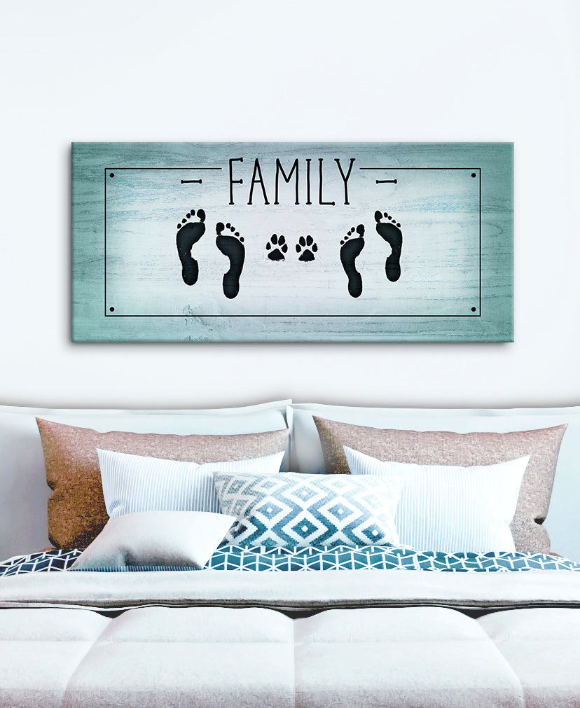 Pet Family Foot Prints Paw Wall Art (Wood Frame, Ready To Hang) - Buy 2 Save 20%