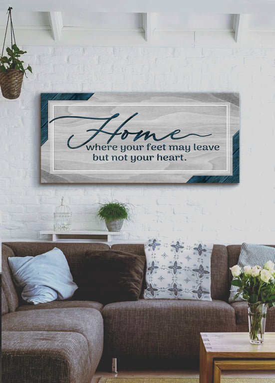 Exclusive Offer! Home Wall Art - Home Where Your Feet V3 with Wood Frame, Ready to Hang
