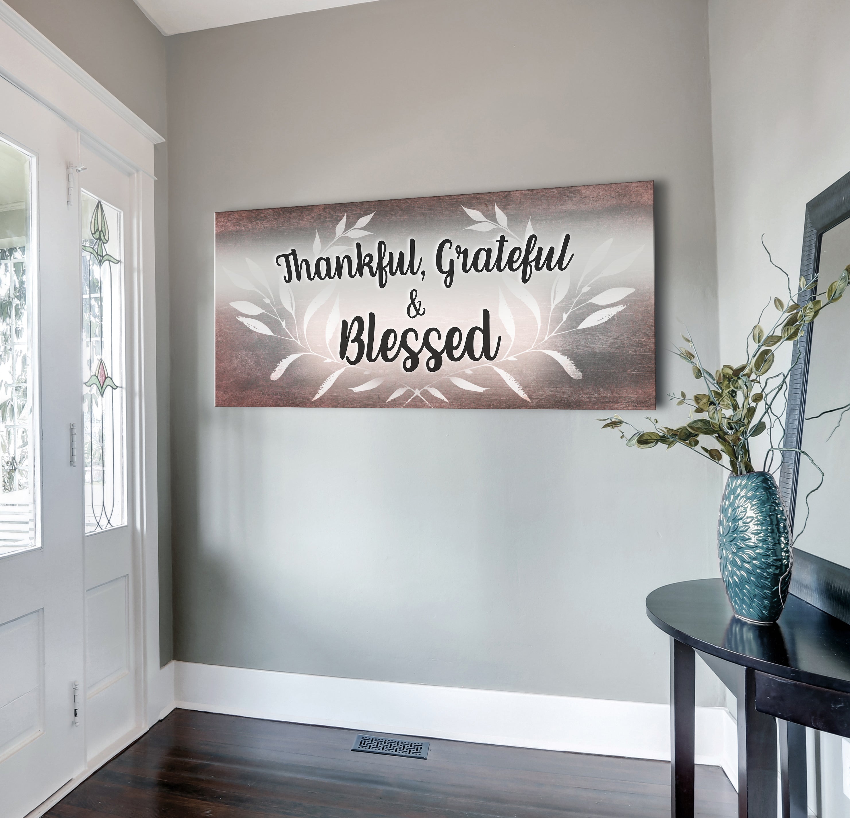 High - Quality Christian Thankful Grateful Blessed Wall Art V4 with Wood Frame, Ready to Hang